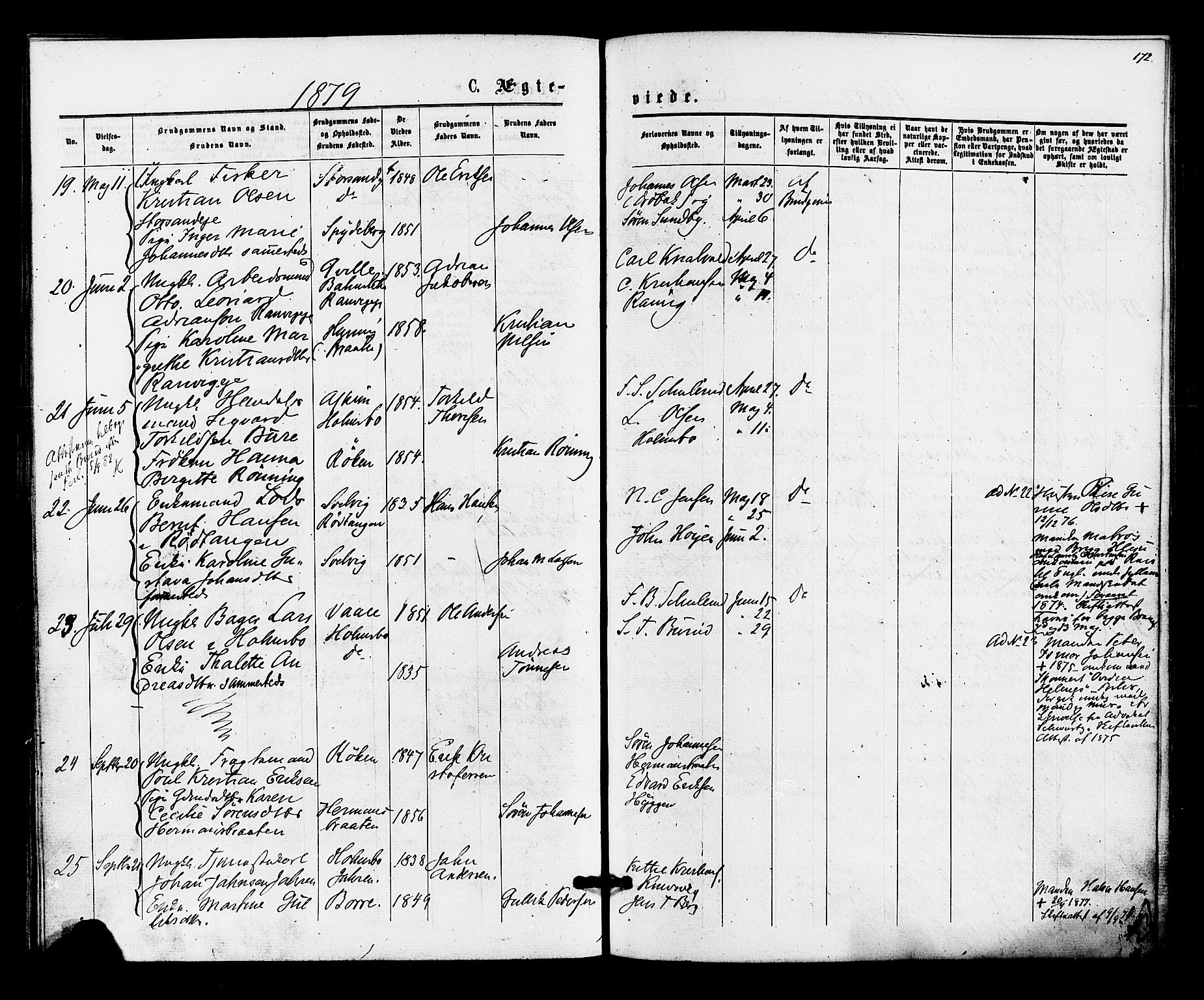 Hurum kirkebøker, AV/SAKO-A-229/F/Fa/L0013: Parish register (official) no. 13, 1876-1881, p. 172