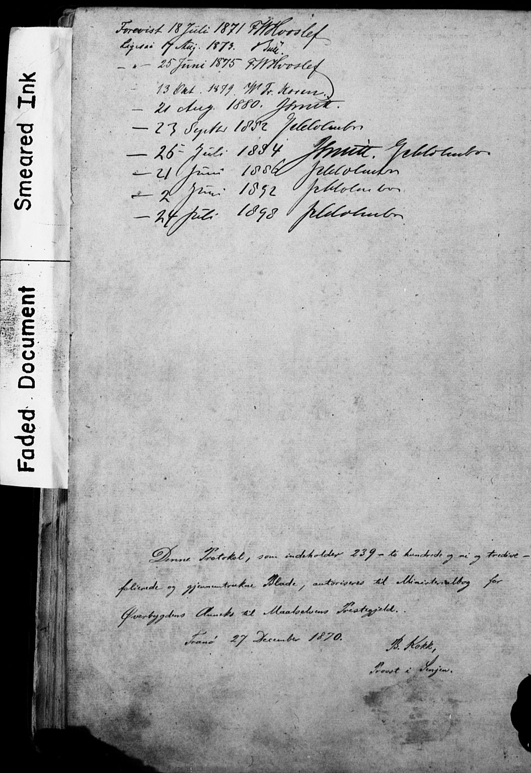 Målselv sokneprestembete, AV/SATØ-S-1311/G/Ga/Gab/L0011klokker: Parish register (copy) no. 11, 1871-1900