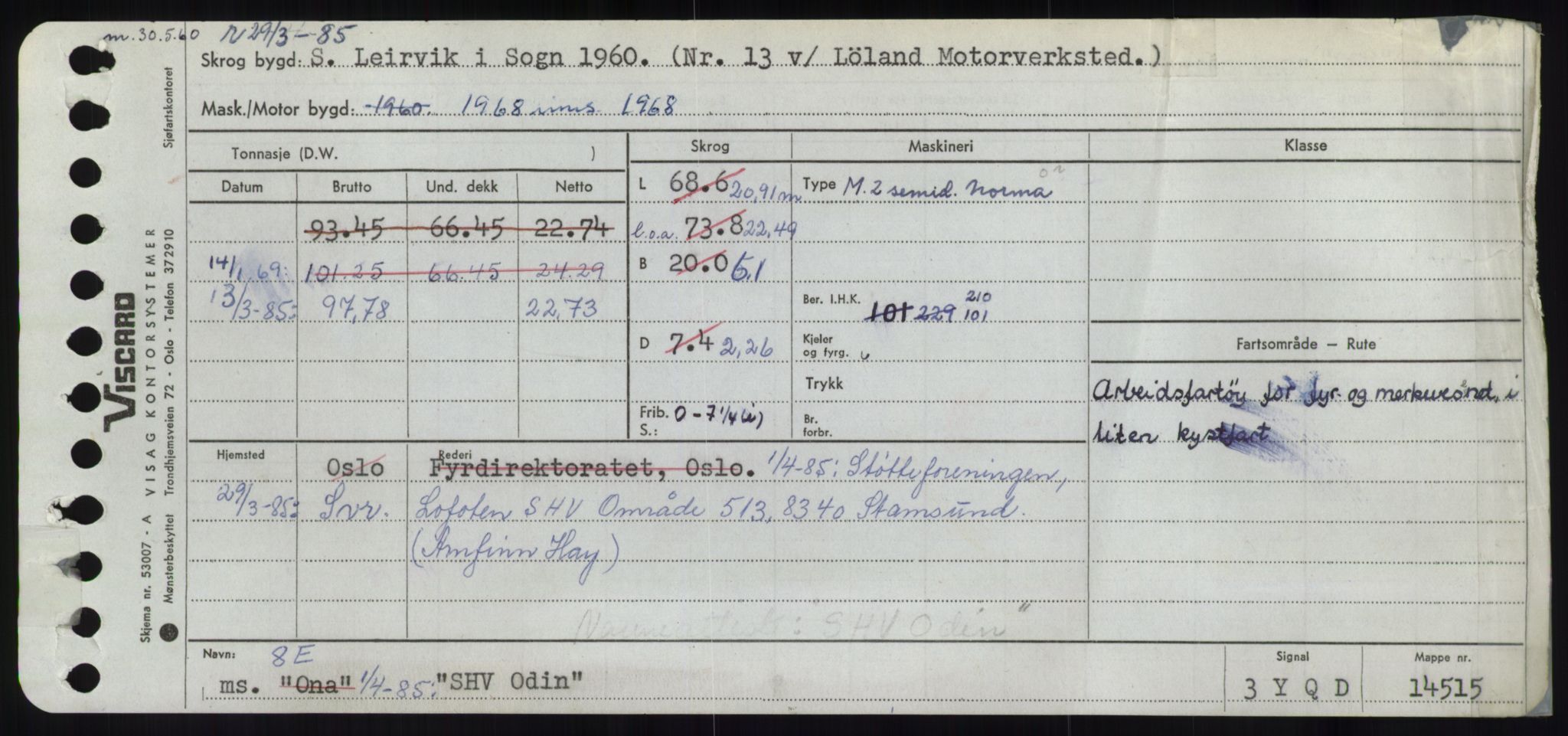 Sjøfartsdirektoratet med forløpere, Skipsmålingen, RA/S-1627/H/Ha/L0005/0001: Fartøy, S-Sven / Fartøy, S-Skji, p. 1