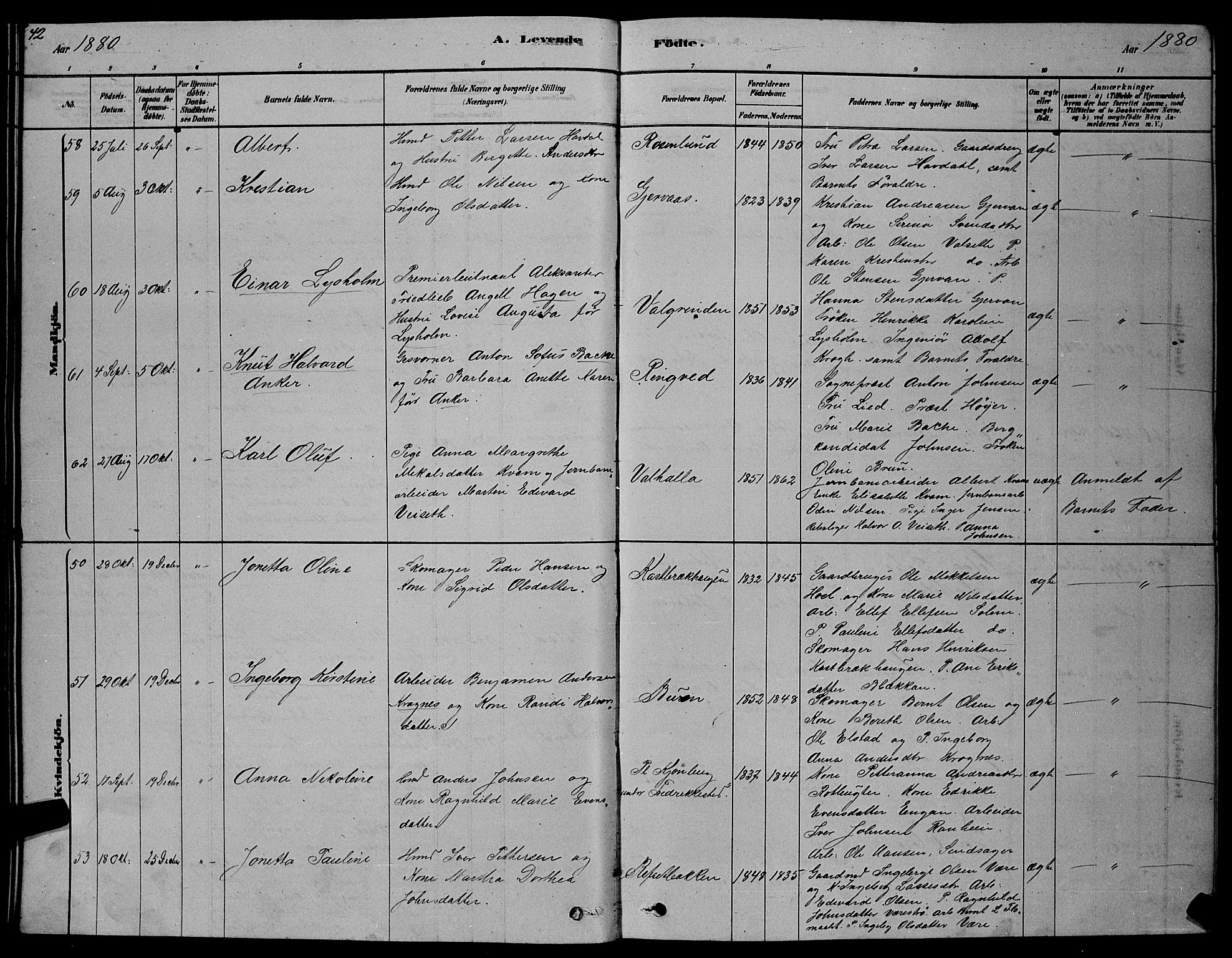 Ministerialprotokoller, klokkerbøker og fødselsregistre - Sør-Trøndelag, AV/SAT-A-1456/606/L0312: Parish register (copy) no. 606C08, 1878-1894, p. 42