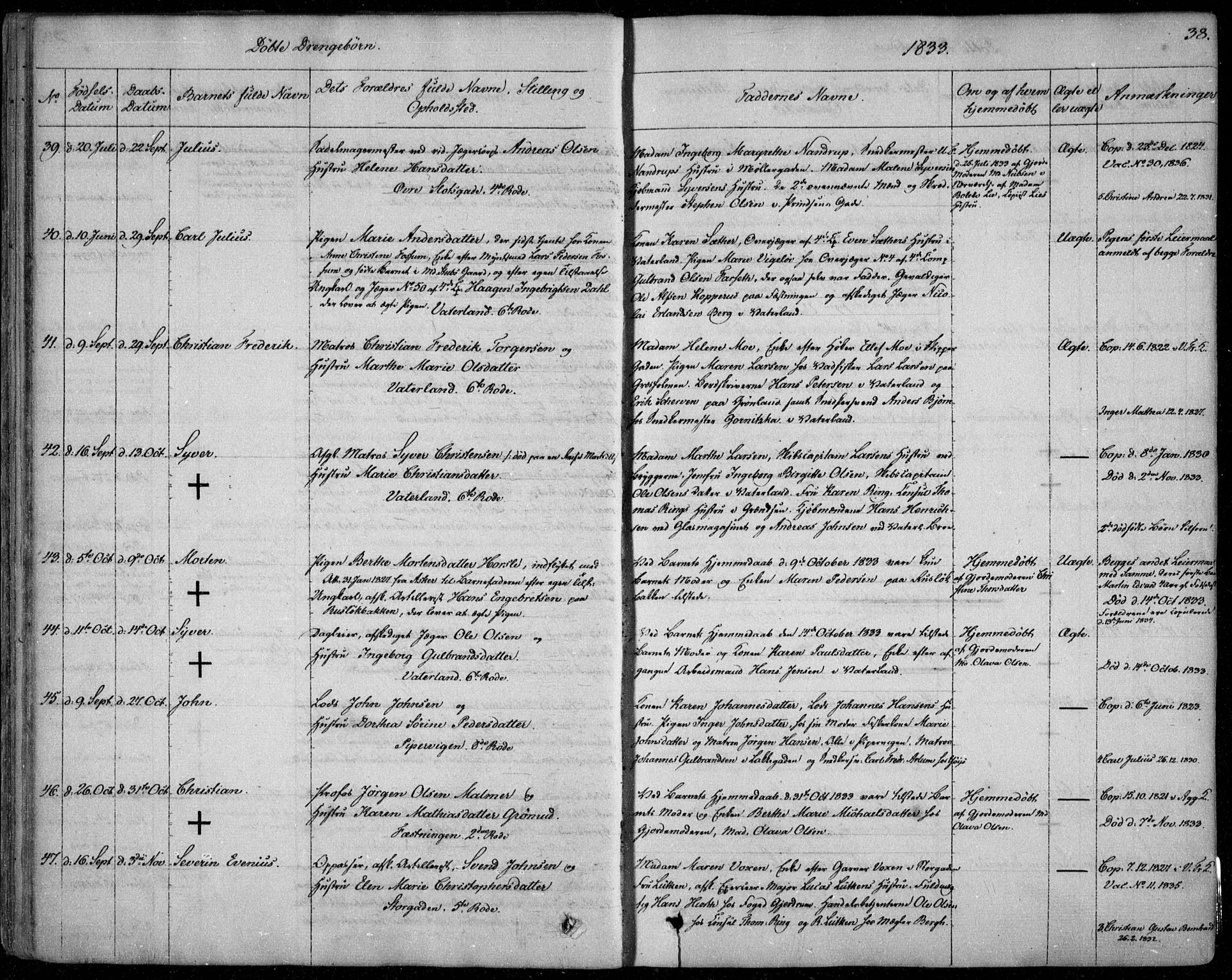 Garnisonsmenigheten Kirkebøker, SAO/A-10846/F/Fa/L0006: Parish register (official) no. 6, 1828-1841, p. 38