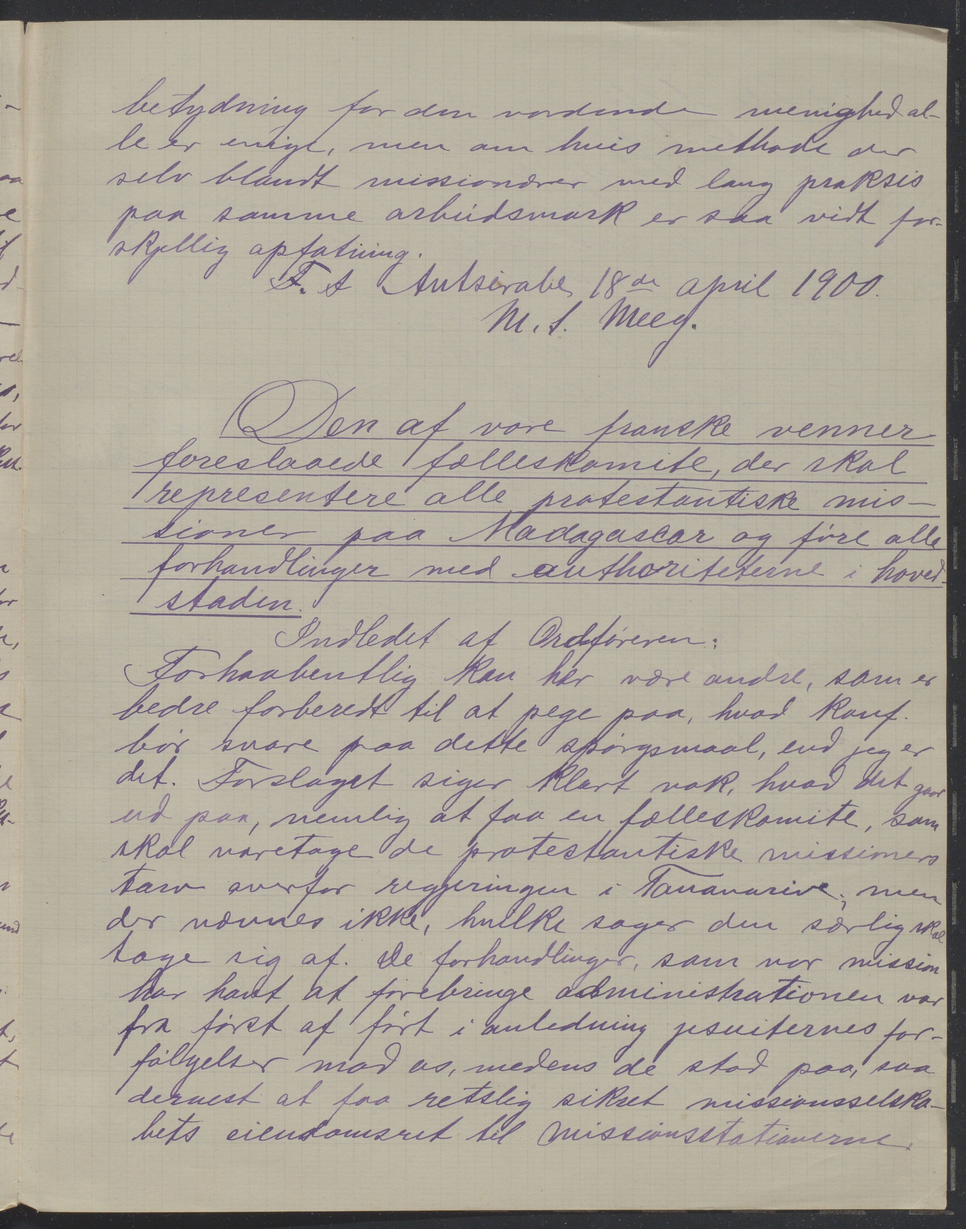 Det Norske Misjonsselskap - hovedadministrasjonen, VID/MA-A-1045/D/Da/Daa/L0043/0009: Konferansereferat og årsberetninger / Konferansereferat fra Madagaskar Innland, del I., 1900