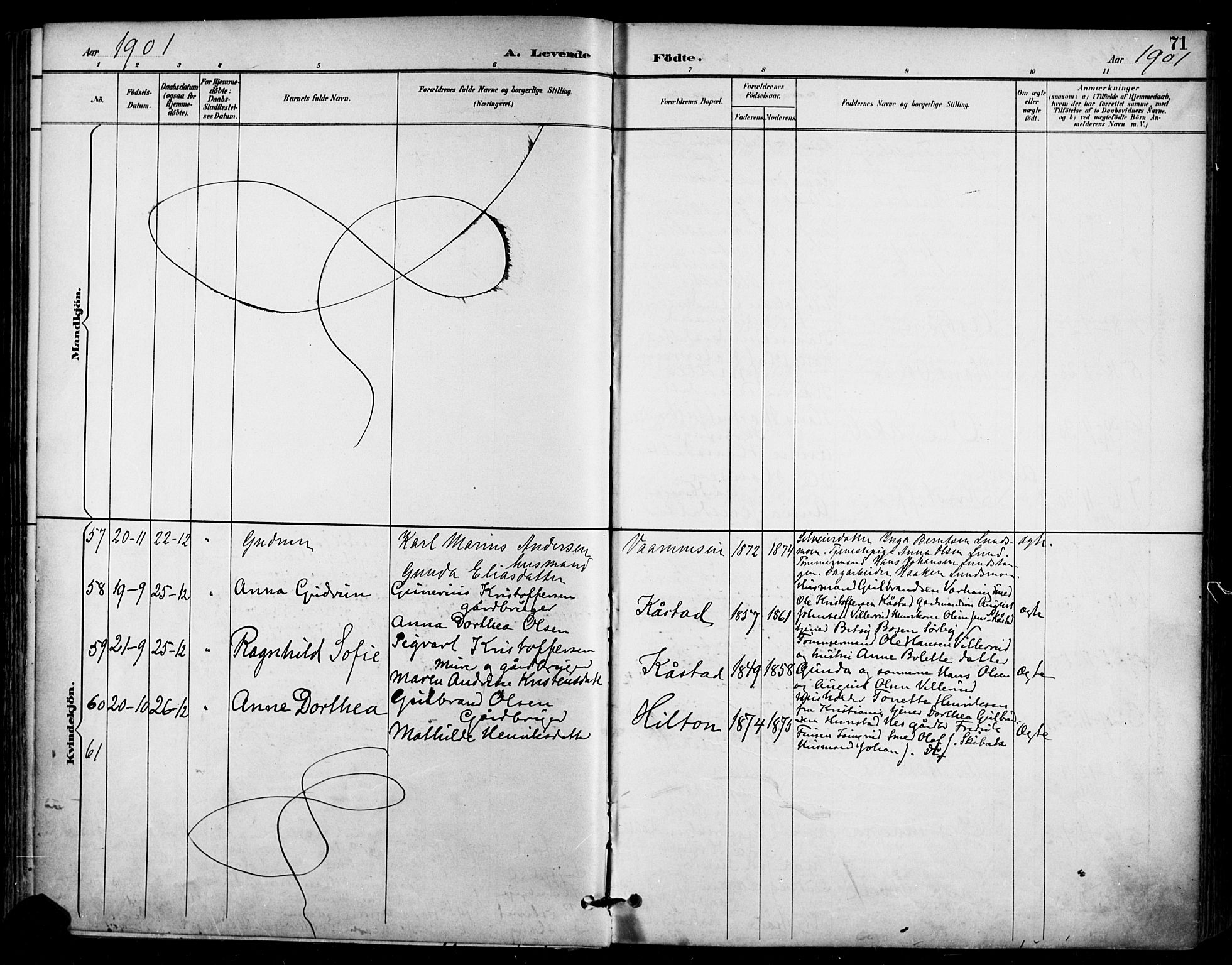 Ullensaker prestekontor Kirkebøker, AV/SAO-A-10236a/F/Fa/L0020: Parish register (official) no. I 20, 1892-1902, p. 71