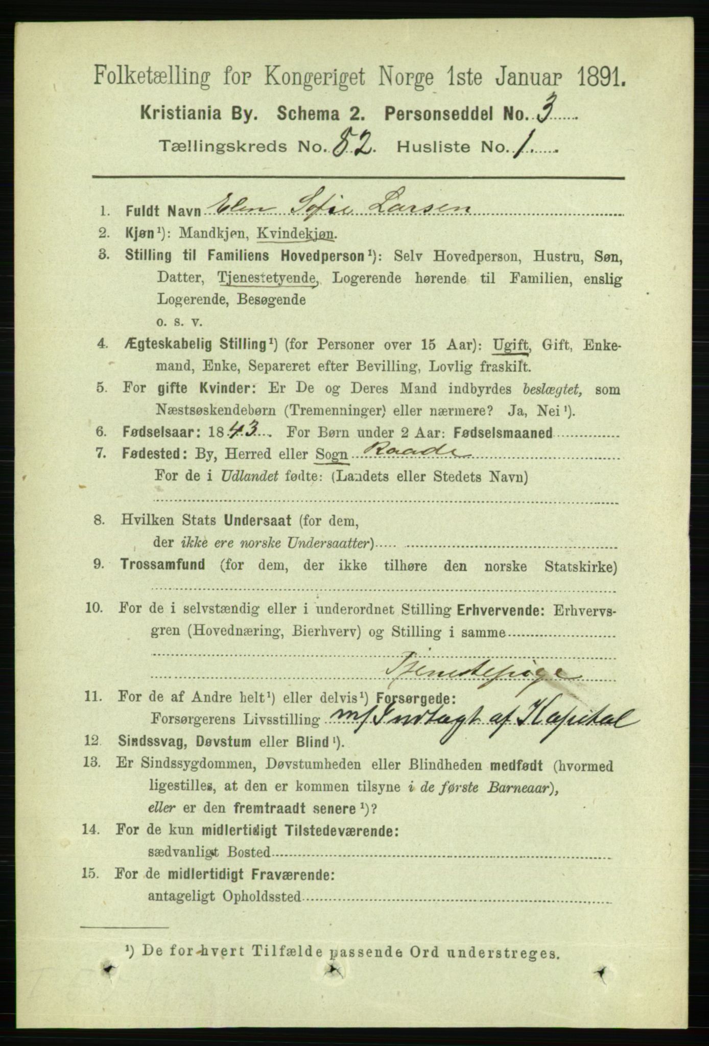 RA, 1891 census for 0301 Kristiania, 1891, p. 41900