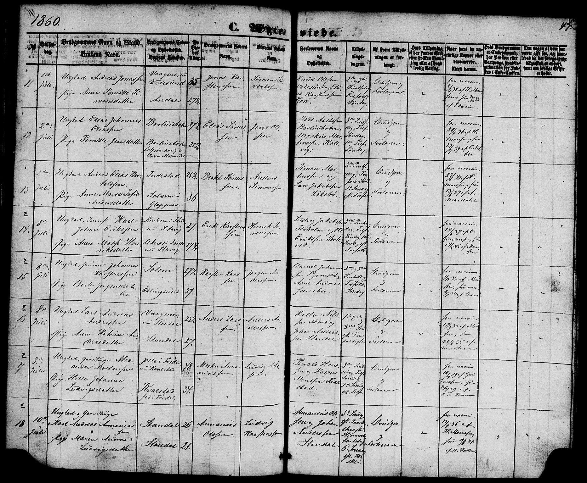 Kinn sokneprestembete, AV/SAB-A-80801/H/Haa/Haaa/L0010: Parish register (official) no. A 10, 1852-1869, p. 47
