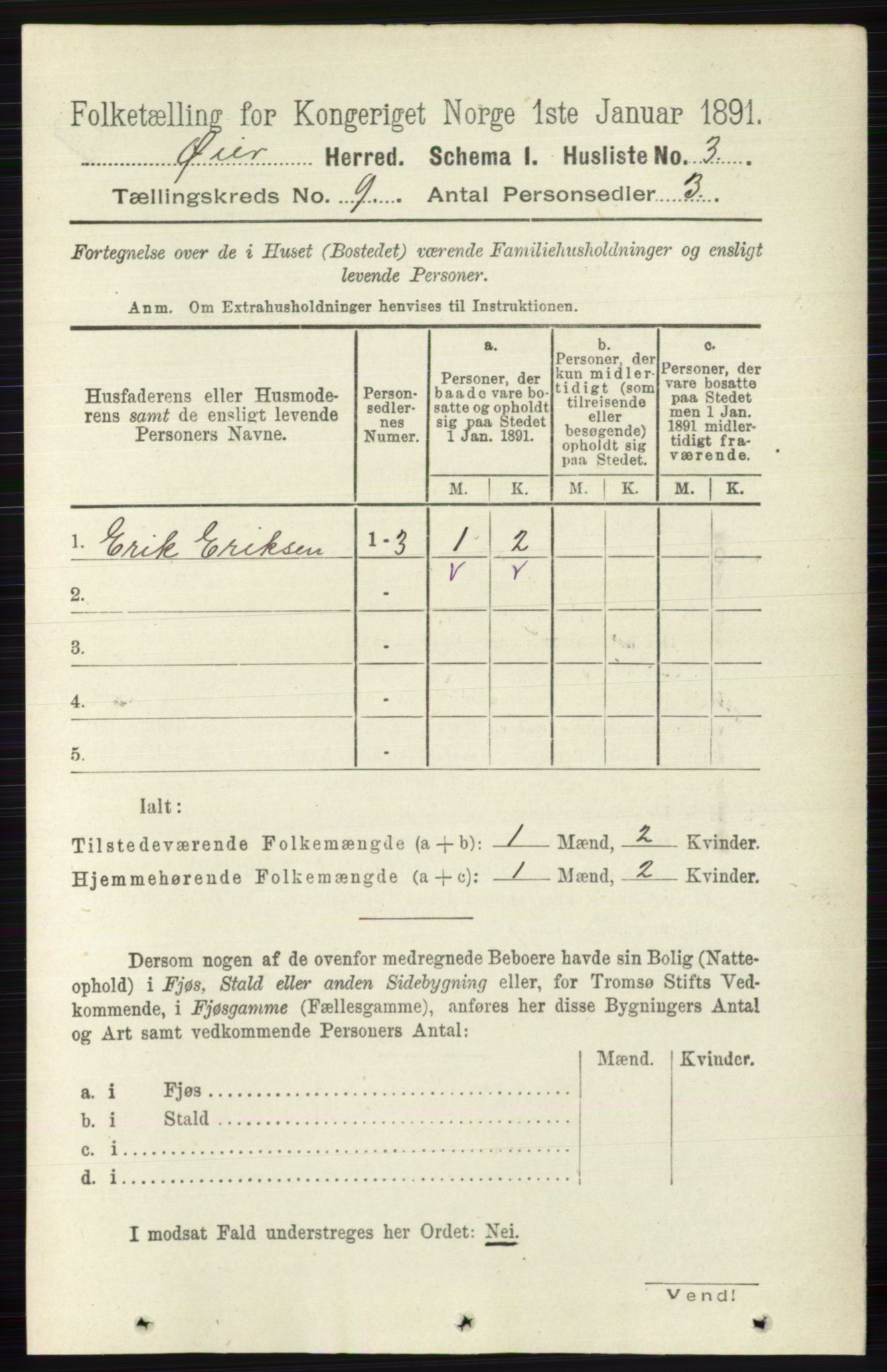 RA, 1891 census for 0521 Øyer, 1891, p. 3086