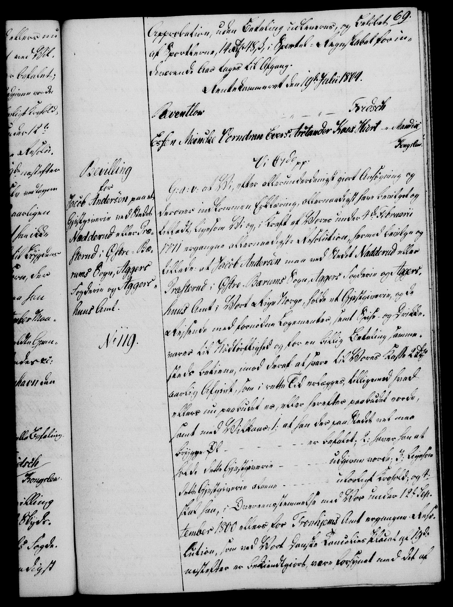 Rentekammeret, Kammerkanselliet, AV/RA-EA-3111/G/Gg/Gga/L0018: Norsk ekspedisjonsprotokoll med register (merket RK 53.18), 1804-1806, p. 69