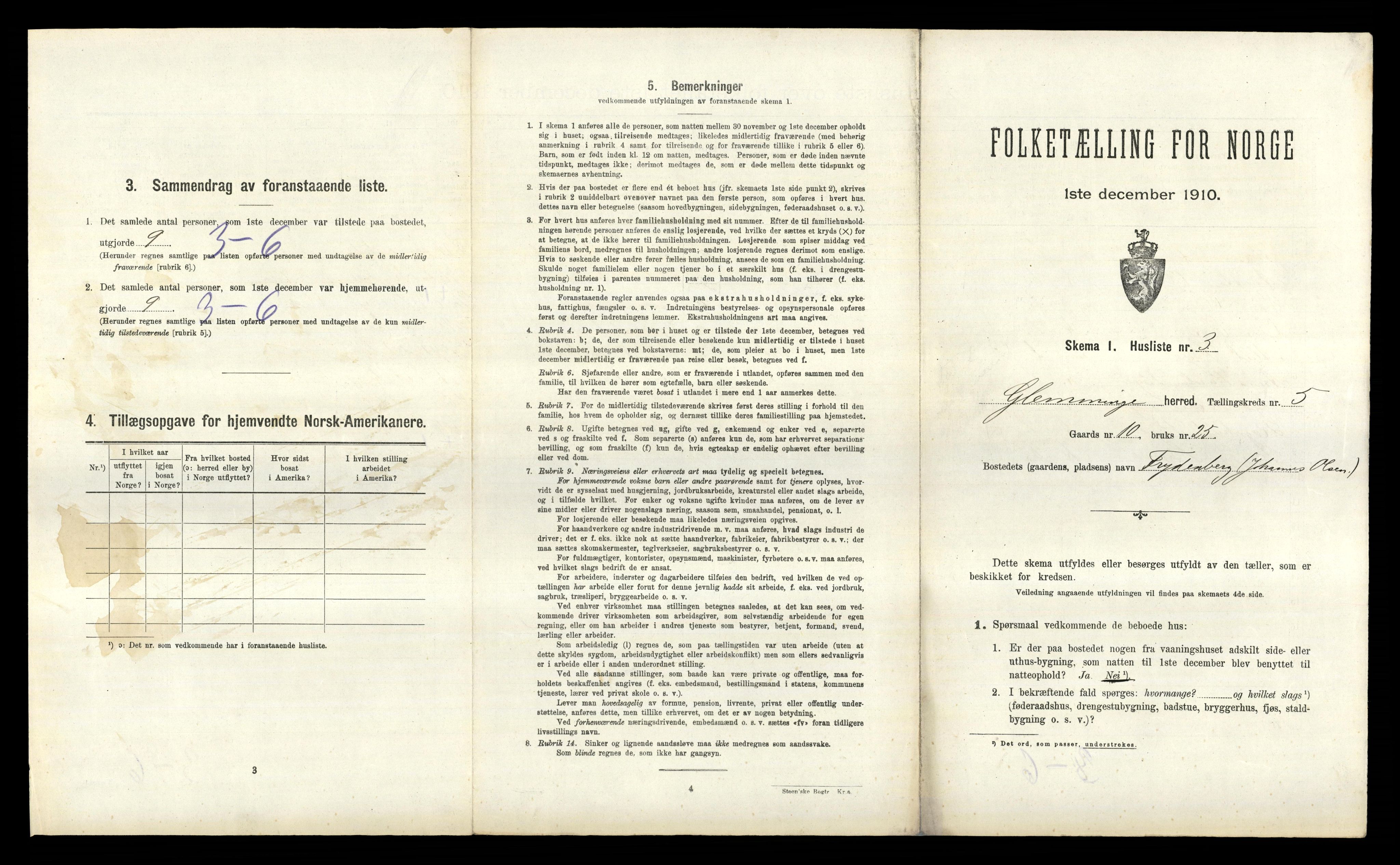 RA, 1910 census for Glemmen, 1910, p. 2196