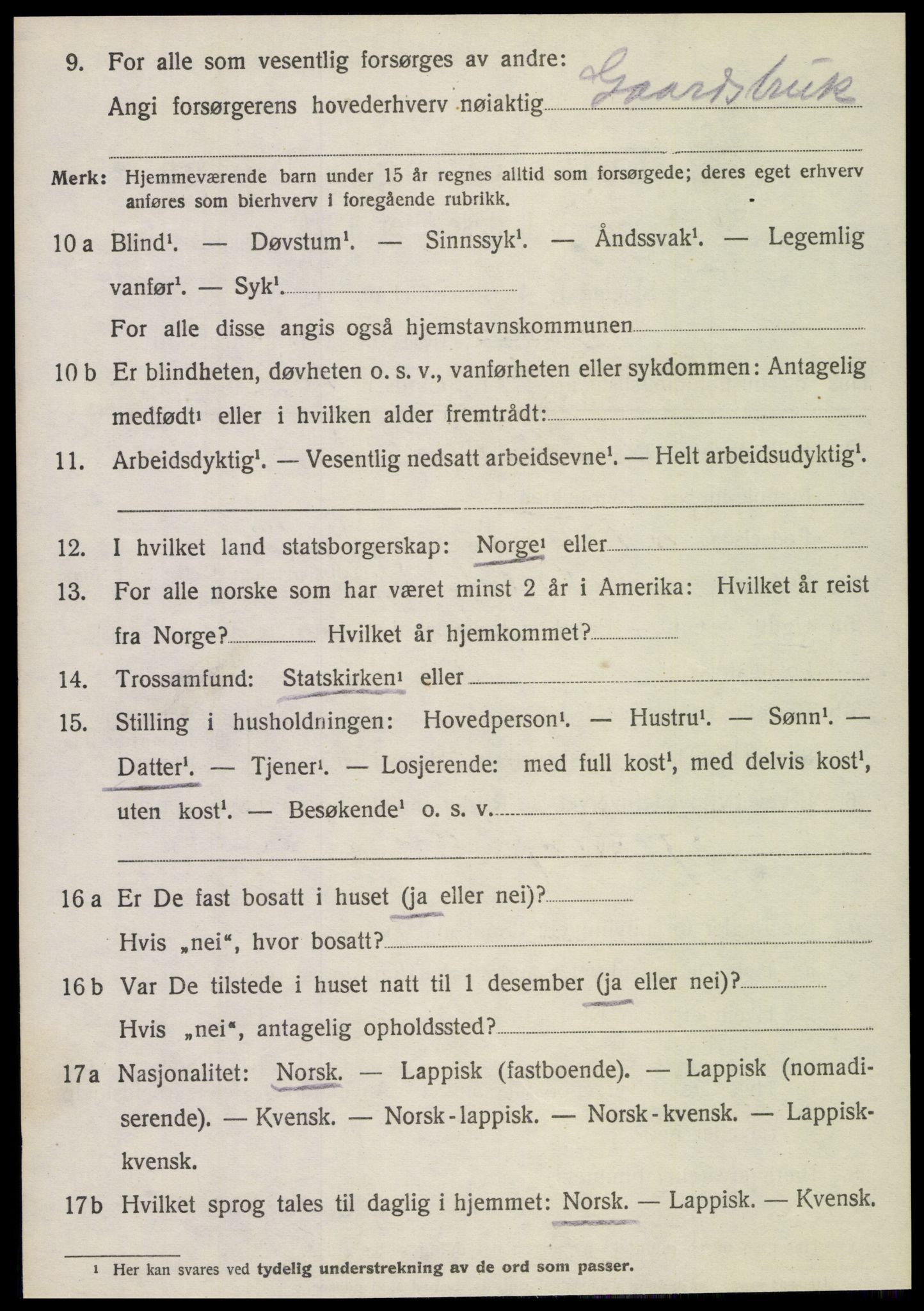 SAT, 1920 census for Sparbu, 1920, p. 6864