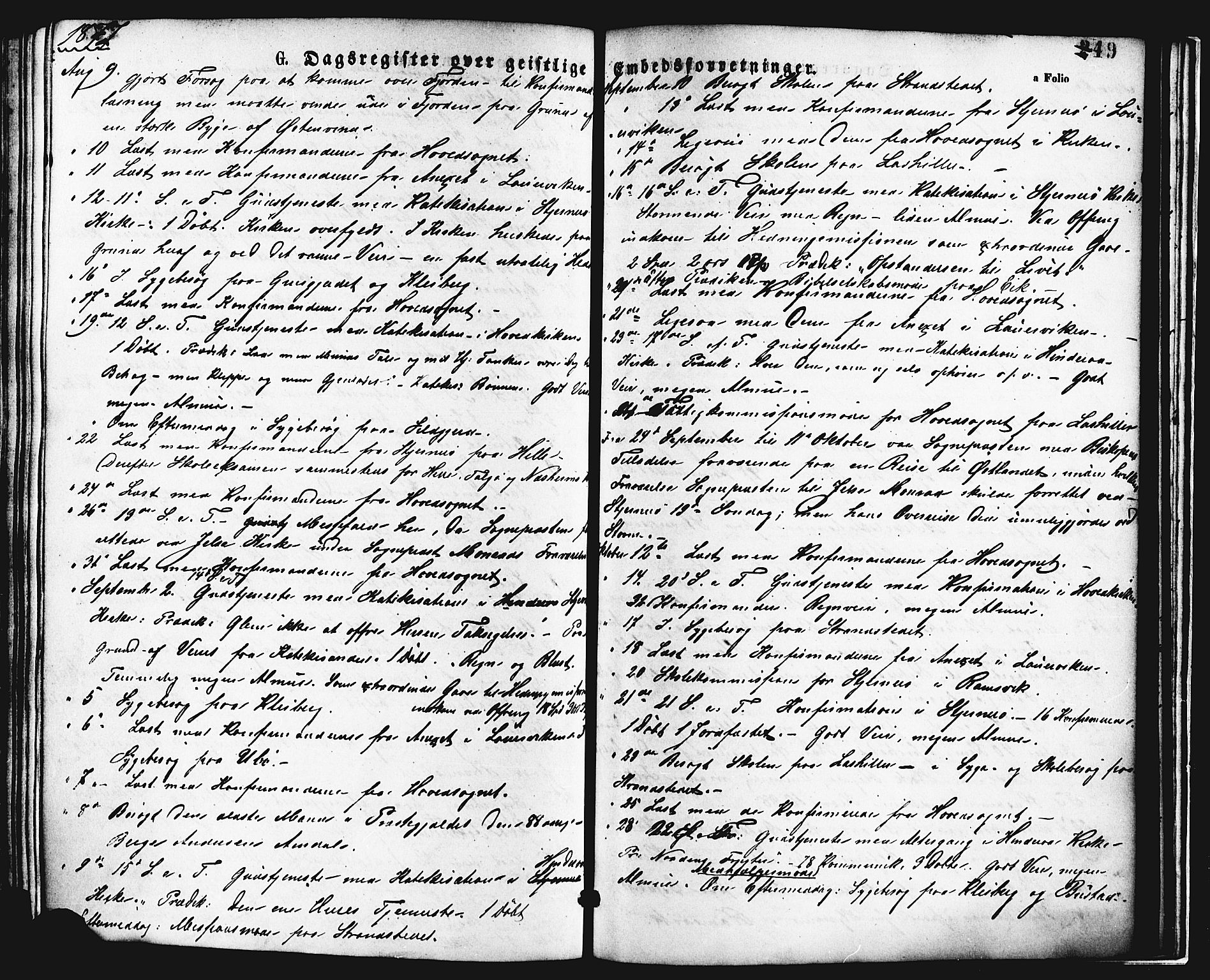 Nedstrand sokneprestkontor, AV/SAST-A-101841/01/IV: Parish register (official) no. A 11, 1877-1887, p. 249