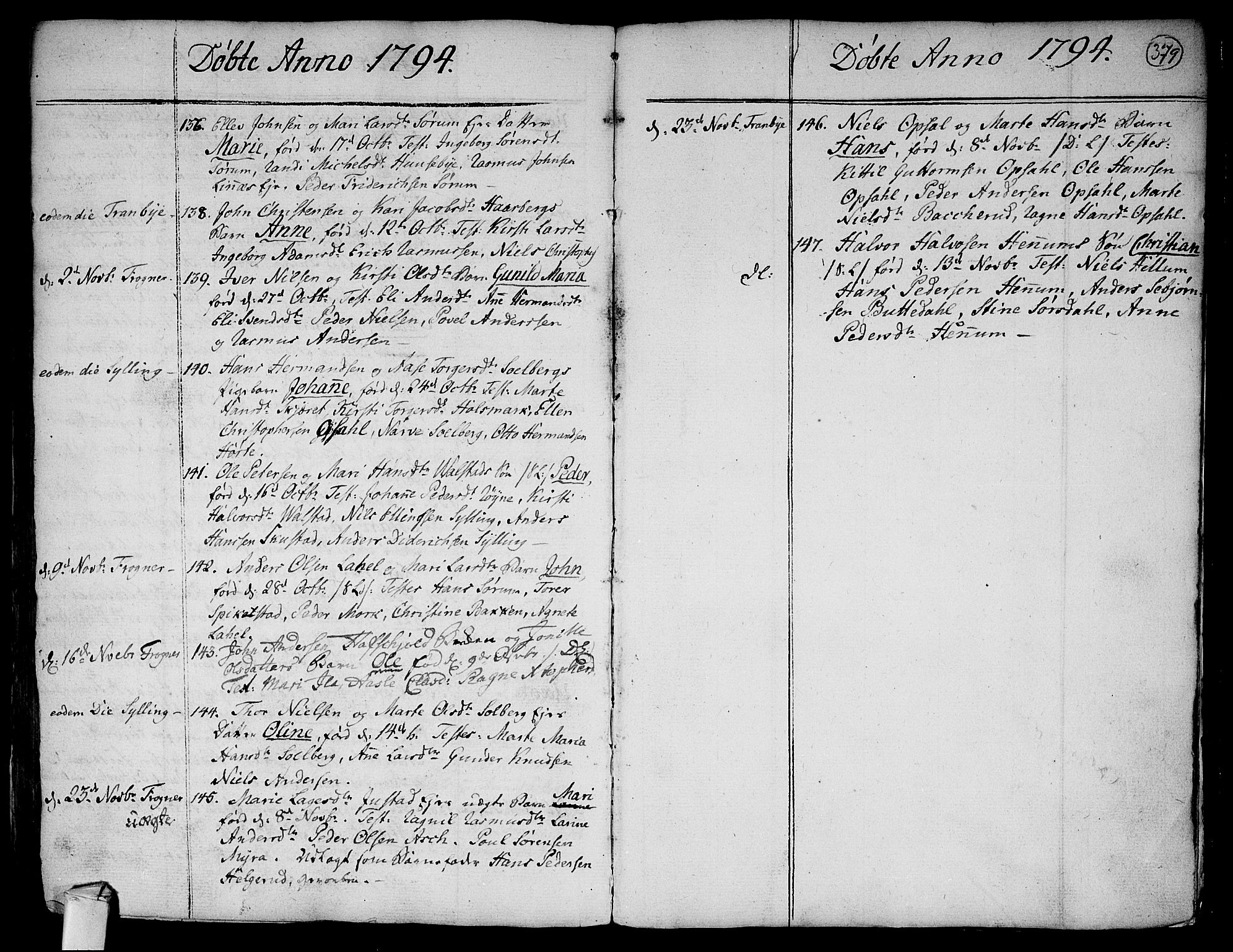 Lier kirkebøker, AV/SAKO-A-230/F/Fa/L0006: Parish register (official) no. I 6, 1777-1794, p. 378-379