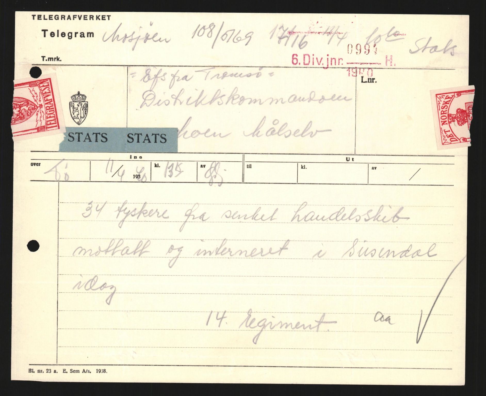 Forsvaret, Forsvarets krigshistoriske avdeling, RA/RAFA-2017/Y/Yb/L0121: II-C-11-600  -  6. Divisjon med avdelinger, 1939-1940, p. 636