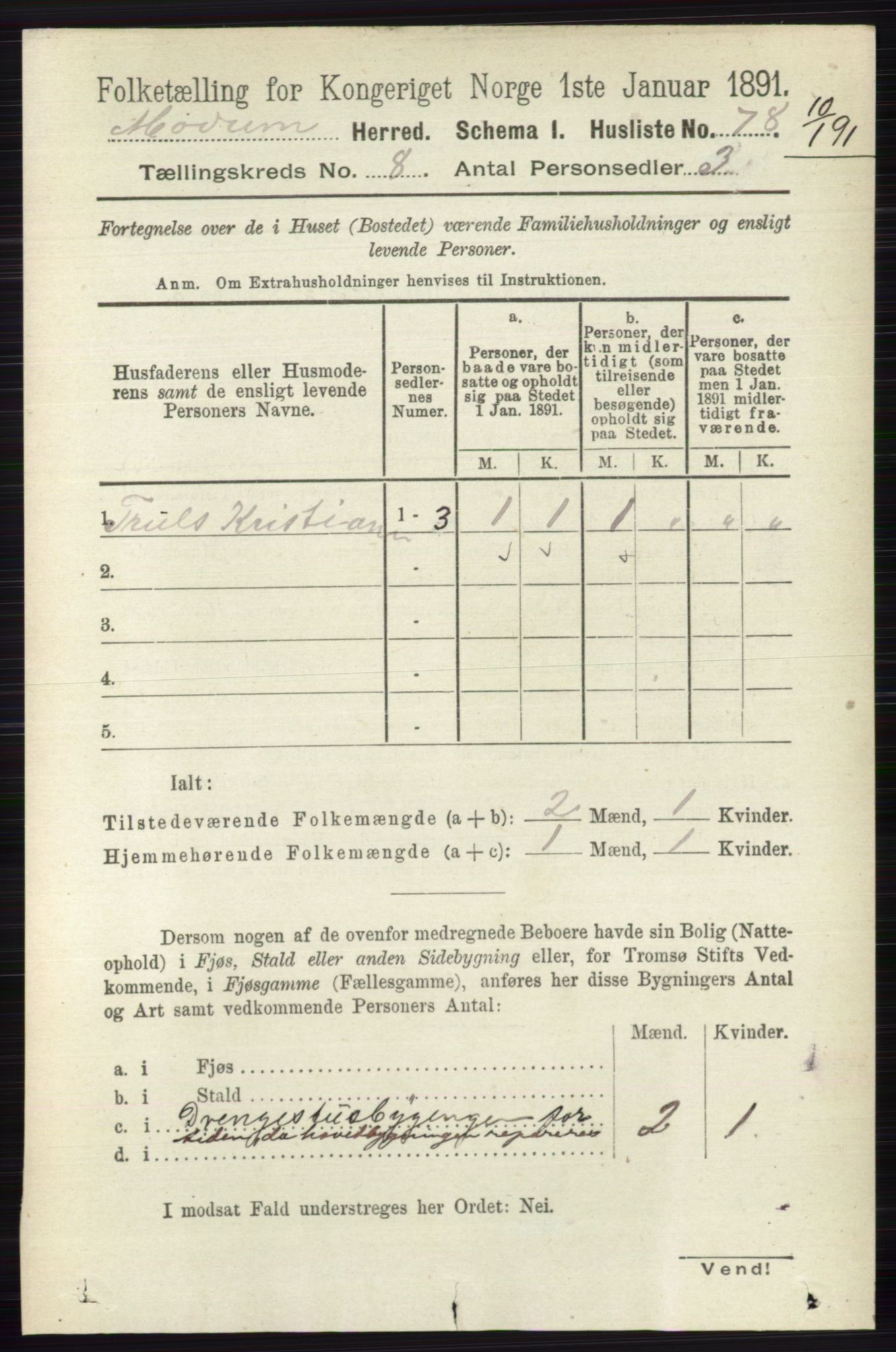 RA, 1891 census for 0623 Modum, 1891, p. 2861