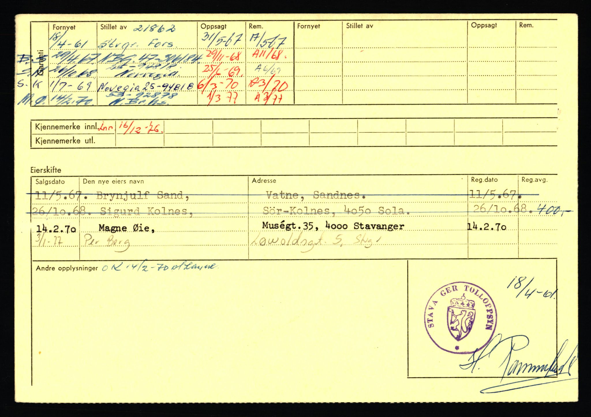 Stavanger trafikkstasjon, AV/SAST-A-101942/0/F/L0071: L-80500 - L-82199, 1930-1971, p. 248