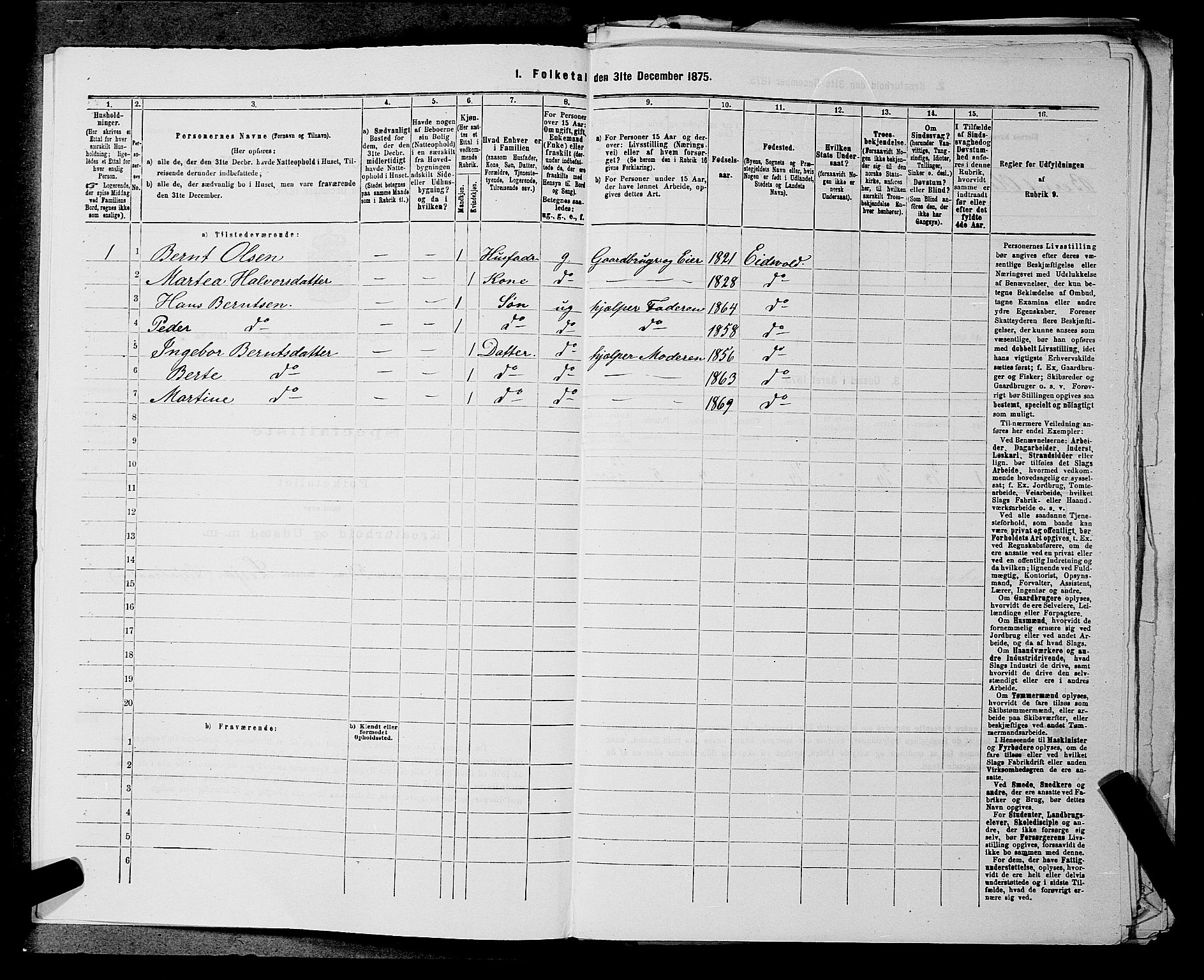 RA, 1875 census for 0237P Eidsvoll, 1875, p. 437