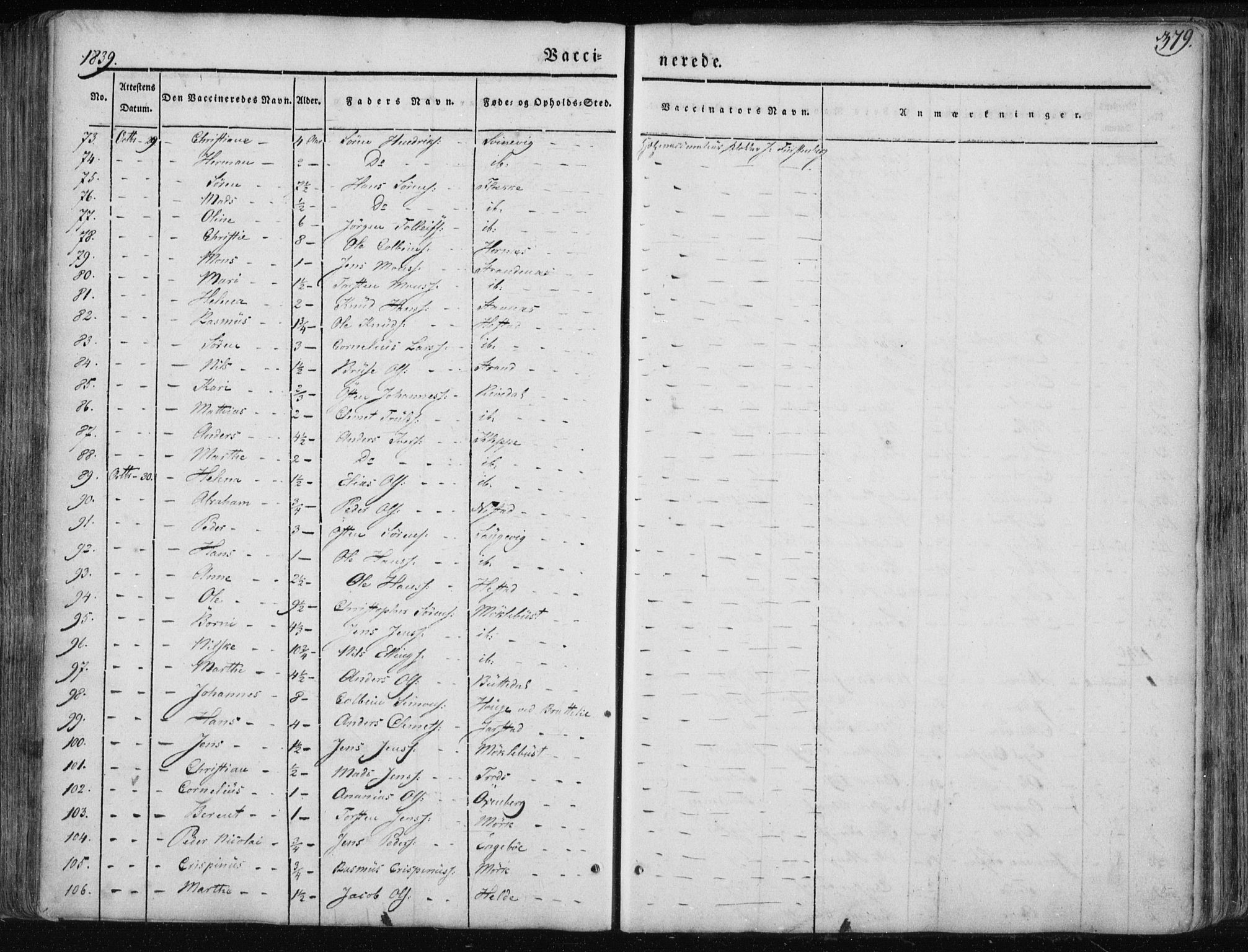 Fjaler sokneprestembete, AV/SAB-A-79801/H/Haa/Haaa/L0006: Parish register (official) no. A 6, 1835-1884, p. 379