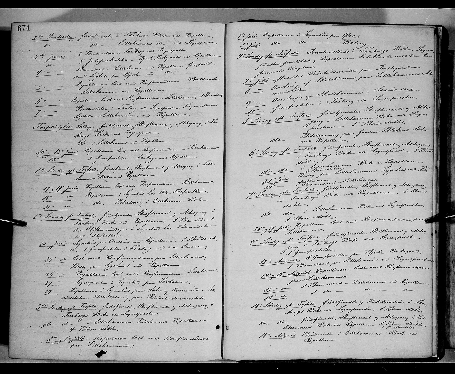 Fåberg prestekontor, AV/SAH-PREST-086/H/Ha/Haa/L0007: Parish register (official) no. 7, 1868-1878, p. 674