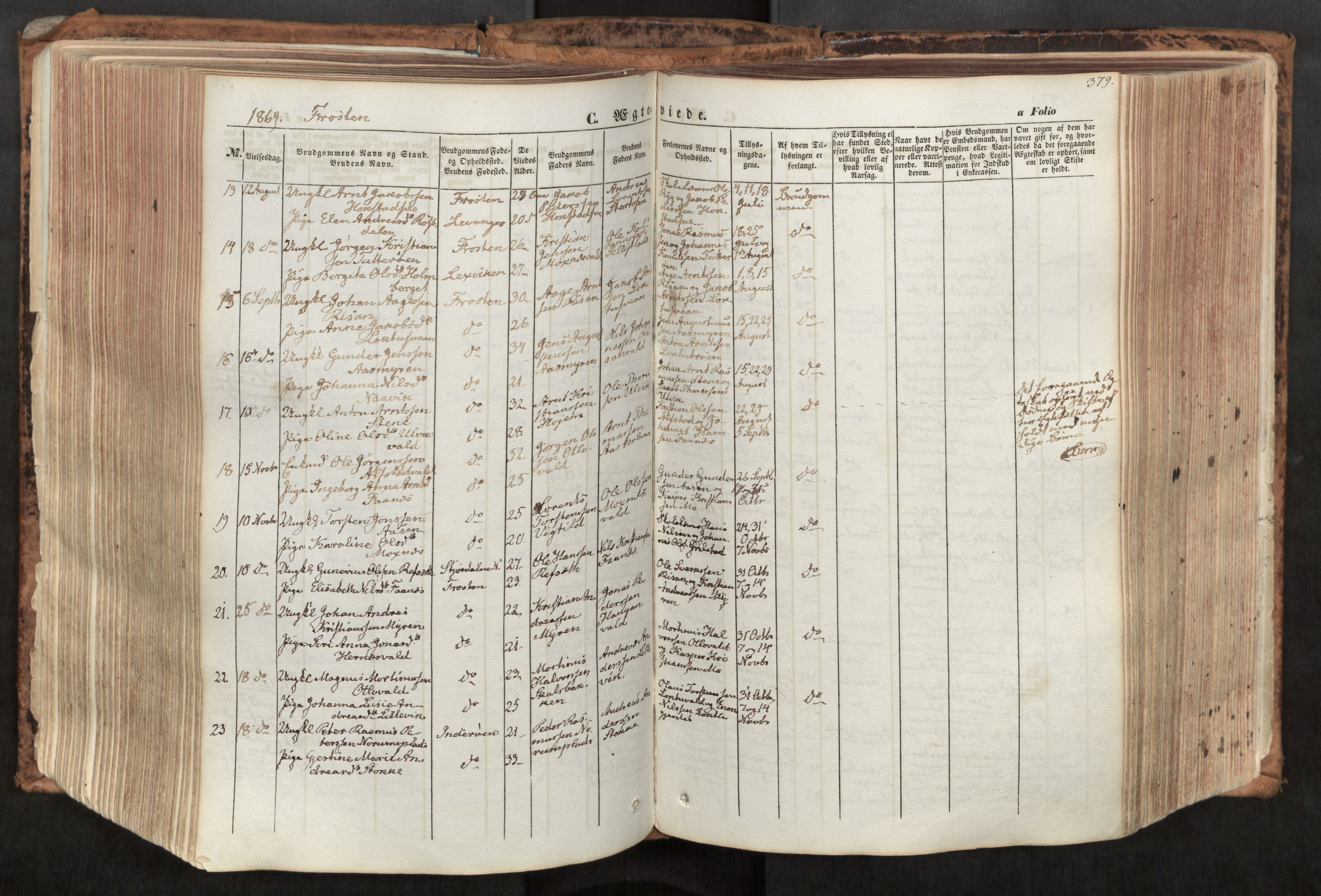 Ministerialprotokoller, klokkerbøker og fødselsregistre - Nord-Trøndelag, SAT/A-1458/713/L0116: Parish register (official) no. 713A07, 1850-1877, p. 379
