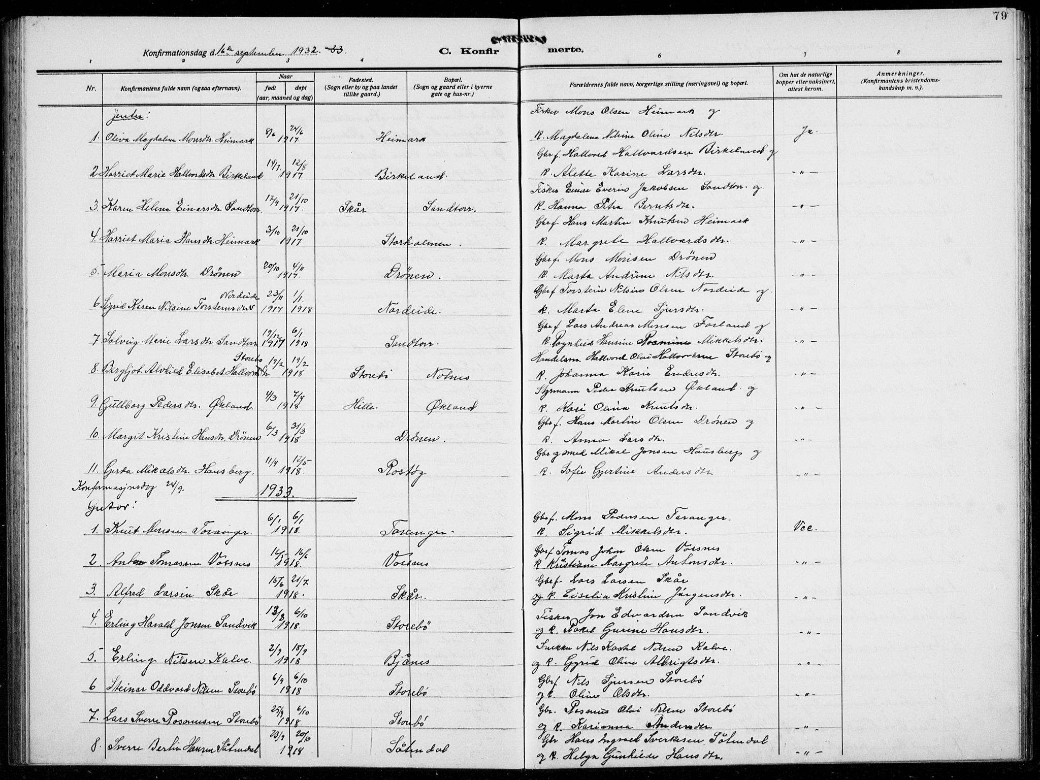 Austevoll sokneprestembete, AV/SAB-A-74201/H/Ha/Hab/Haba/L0006: Parish register (copy) no. A  6, 1925-1938, p. 79