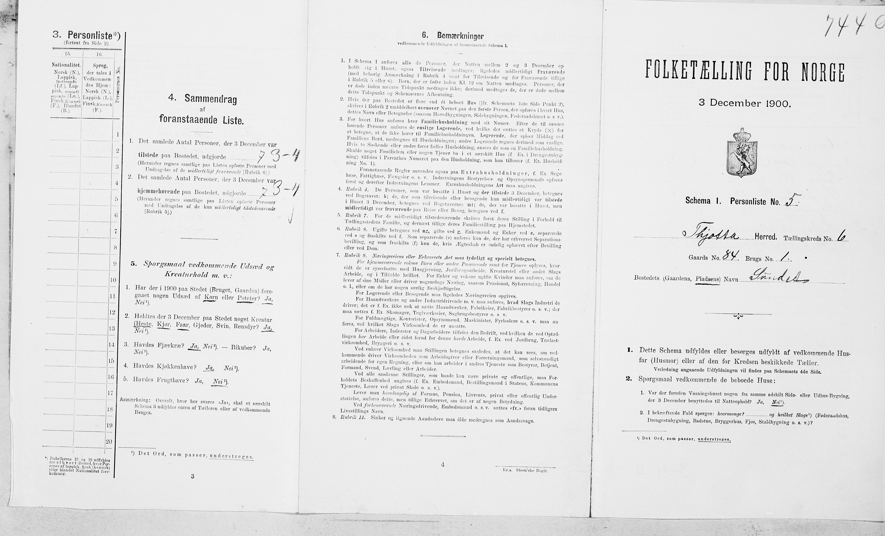 SAT, 1900 census for Tjøtta, 1900, p. 758