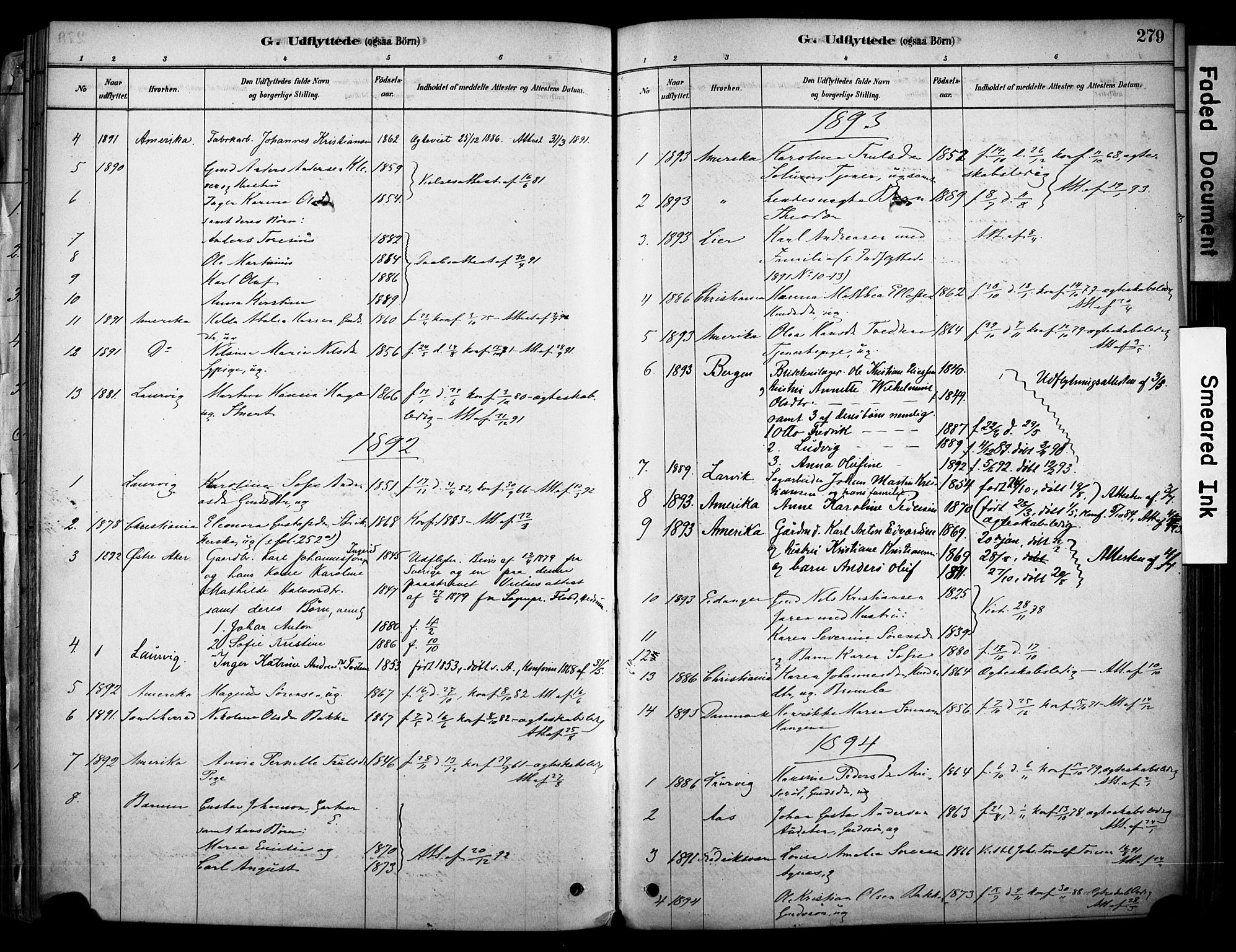 Brunlanes kirkebøker, AV/SAKO-A-342/F/Fc/L0001: Parish register (official) no. III 1, 1878-1899, p. 279