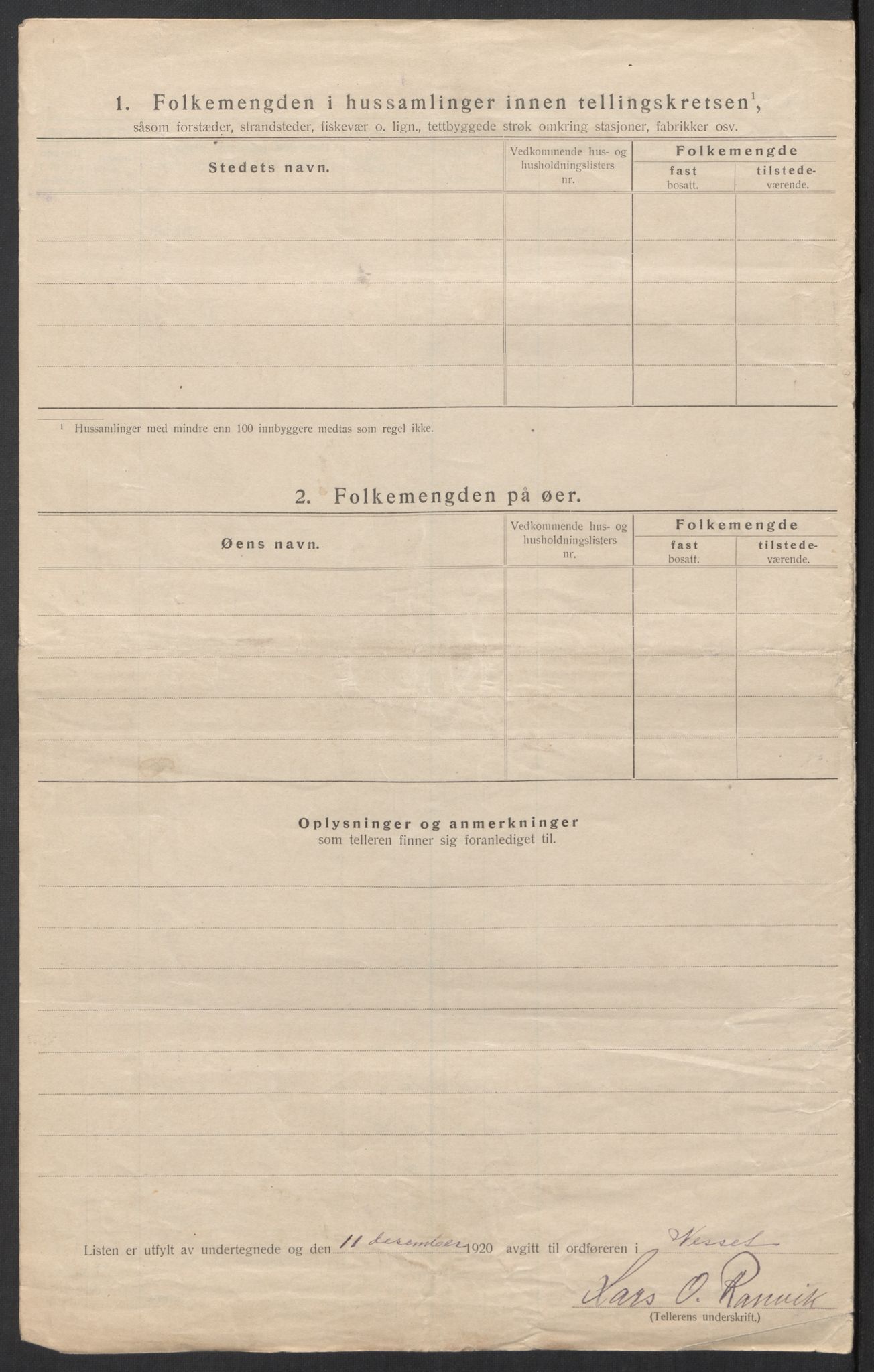 SAT, 1920 census for Nesset, 1920, p. 12