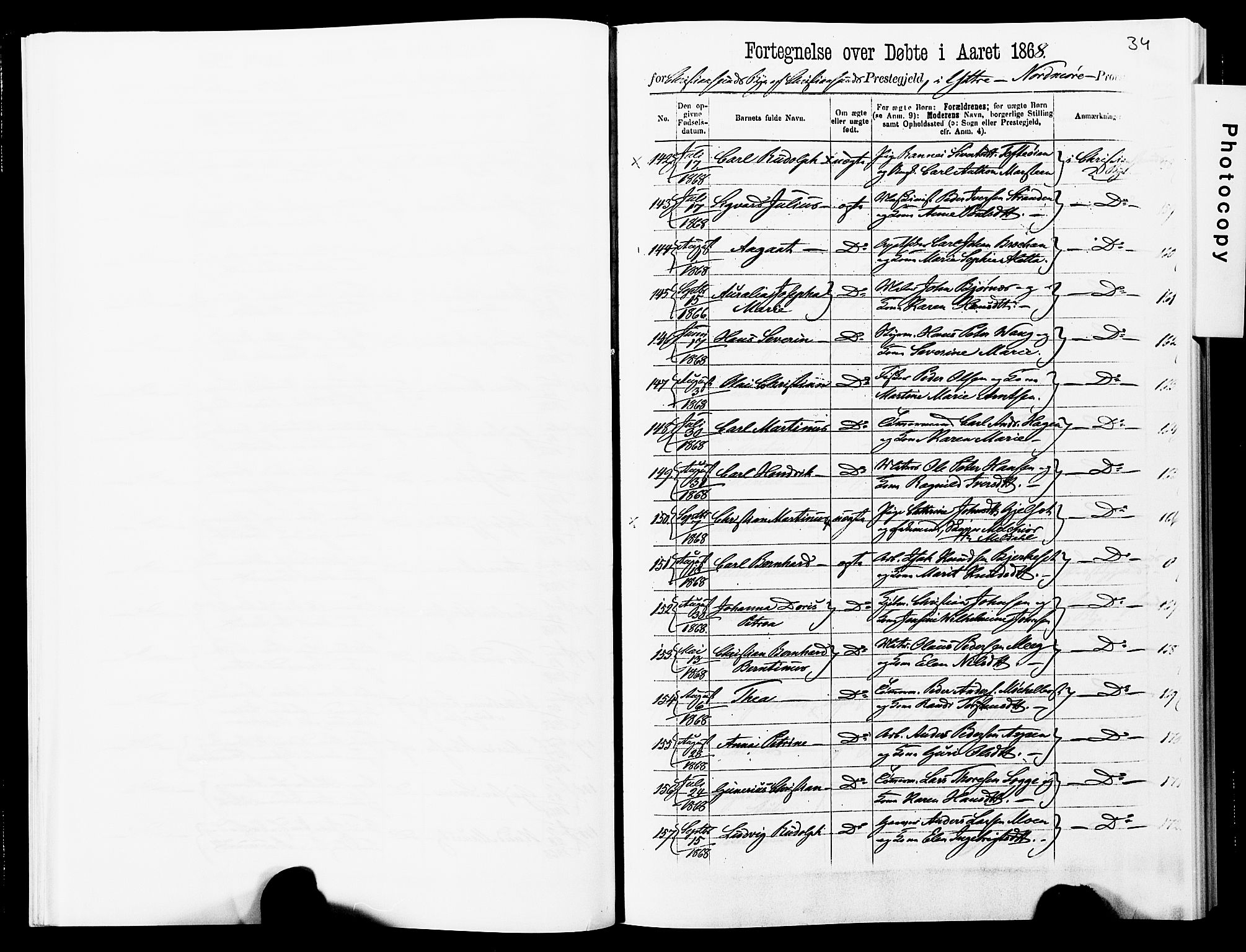 Ministerialprotokoller, klokkerbøker og fødselsregistre - Møre og Romsdal, SAT/A-1454/572/L0857: Parish register (official) no. 572D01, 1866-1872, p. 34