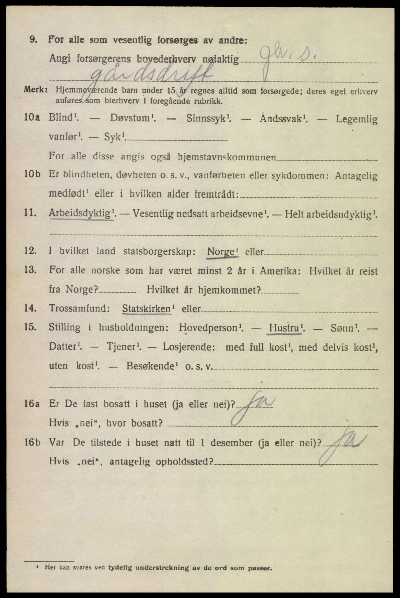 SAK, 1920 census for Lyngdal, 1920, p. 3906