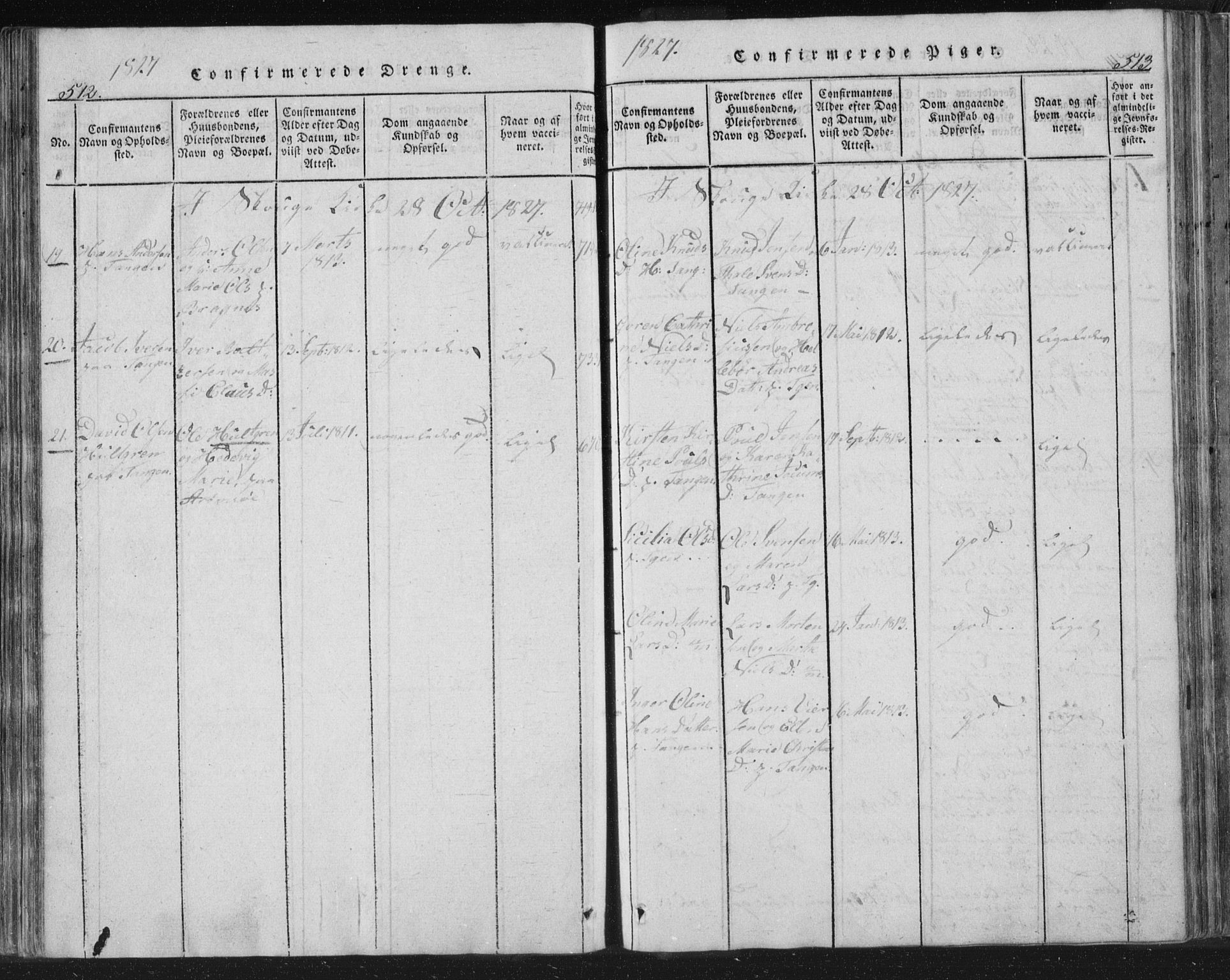 Strømsø kirkebøker, AV/SAKO-A-246/F/Fb/L0004: Parish register (official) no. II 4, 1814-1843, p. 512-513