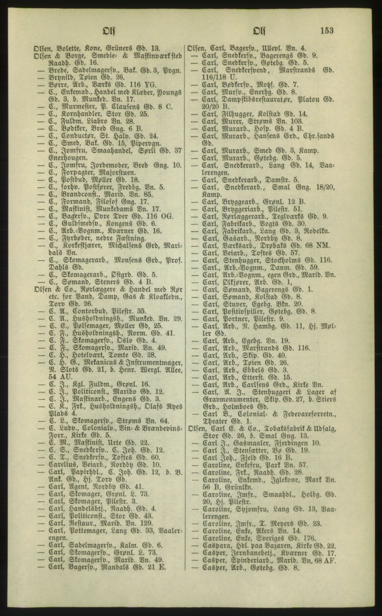 Kristiania/Oslo adressebok, PUBL/-, 1881, p. 153