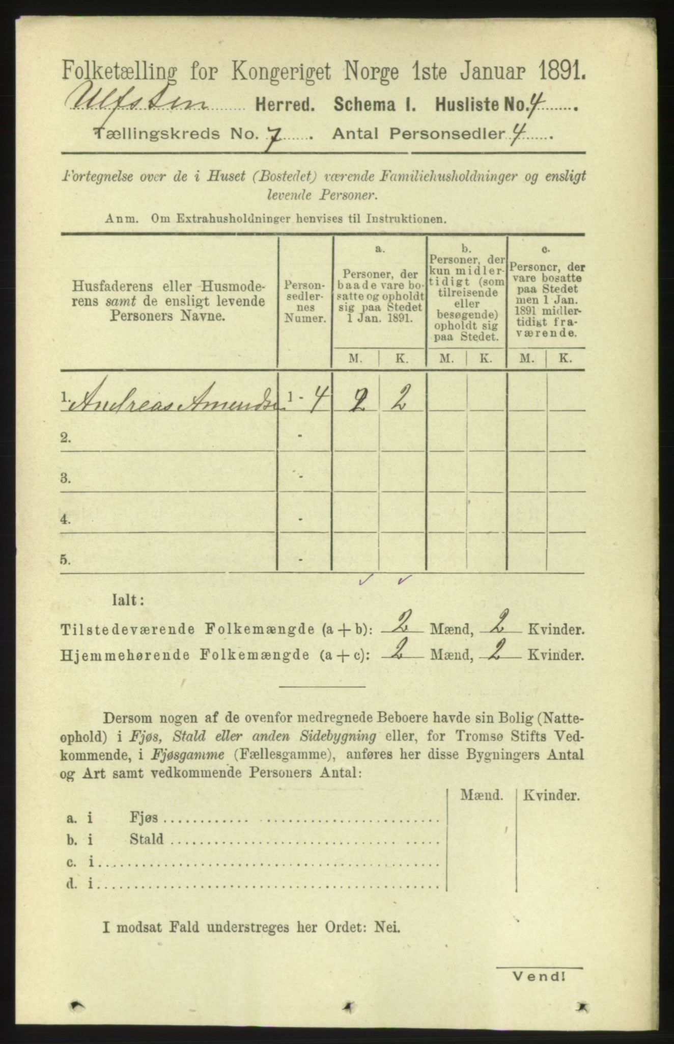 RA, 1891 census for 1516 Ulstein, 1891, p. 2122