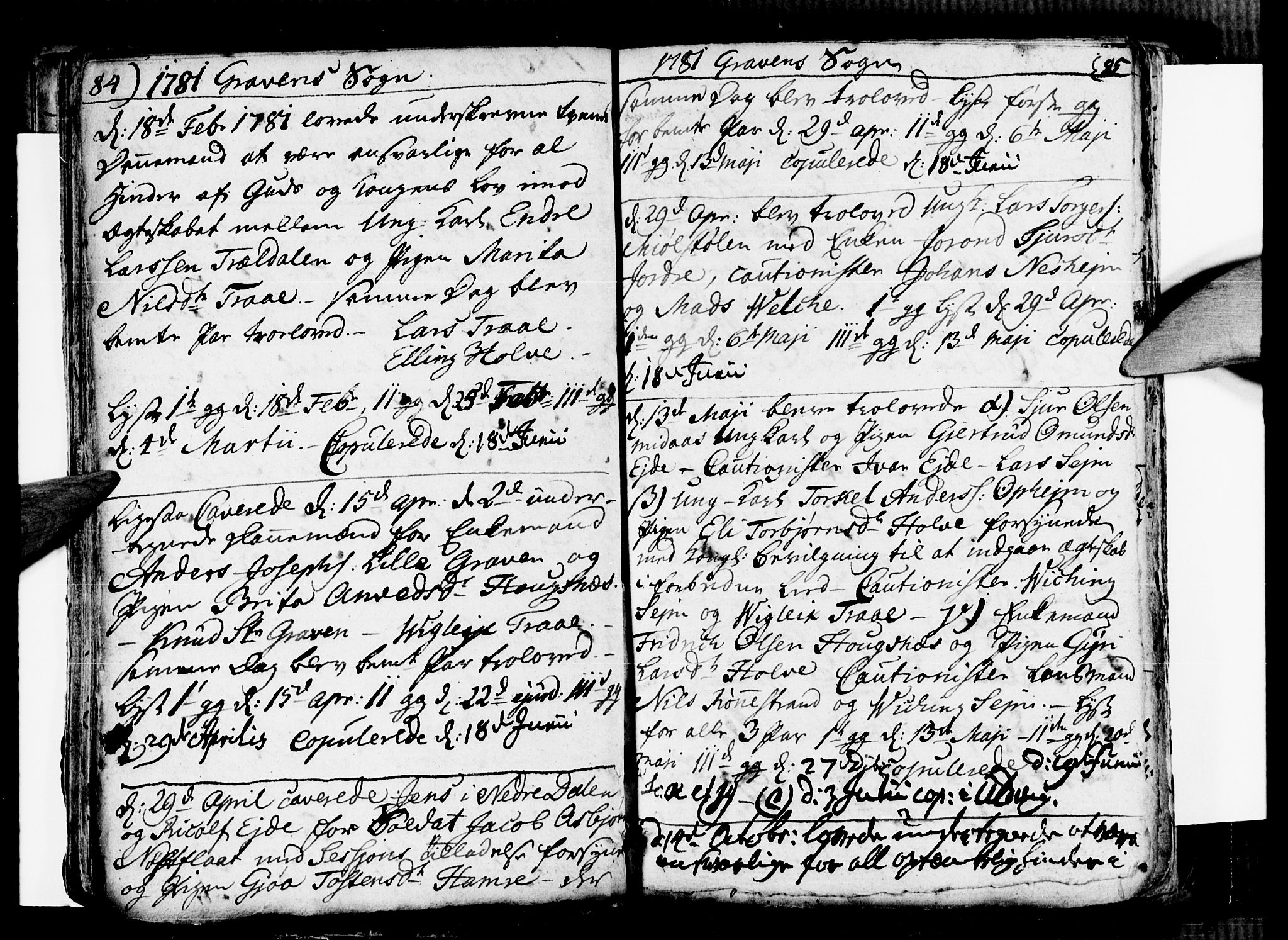 Ulvik sokneprestembete, SAB/A-78801/H/Haa: Parish register (official) no. A 9, 1743-1792, p. 84-85