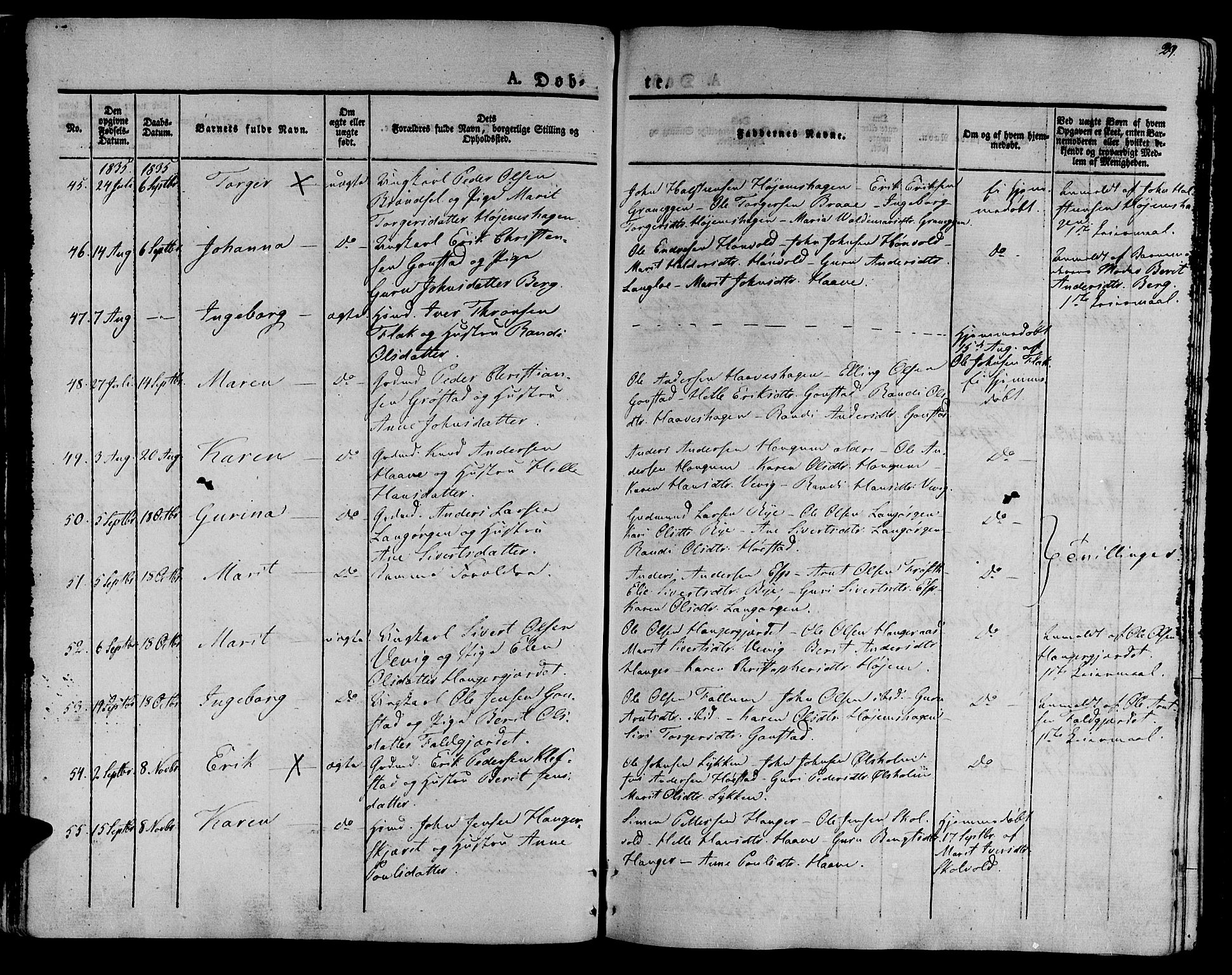 Ministerialprotokoller, klokkerbøker og fødselsregistre - Sør-Trøndelag, SAT/A-1456/612/L0374: Parish register (official) no. 612A07 /1, 1829-1845, p. 29