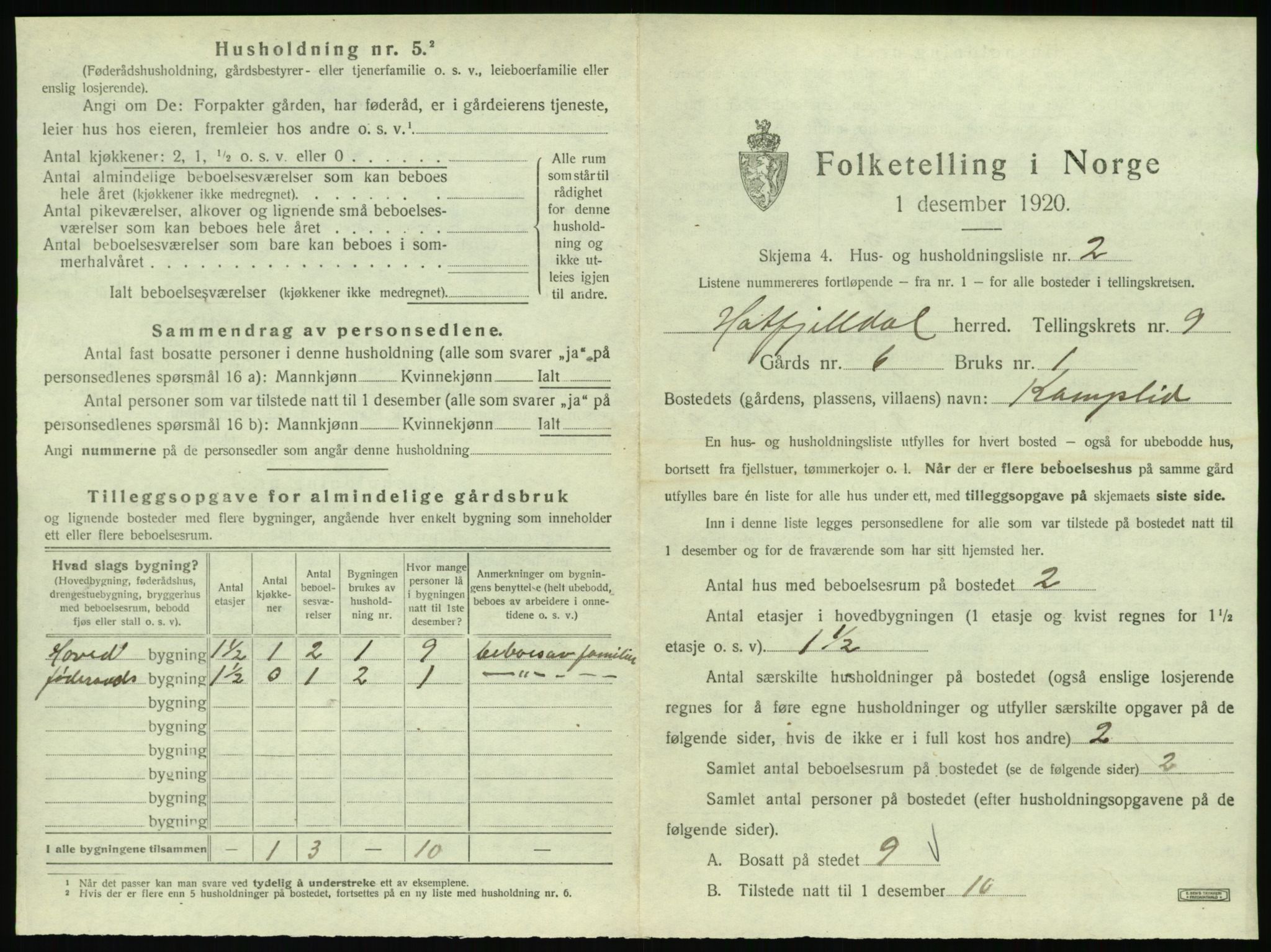 SAT, 1920 census for Hattfjelldal, 1920, p. 282