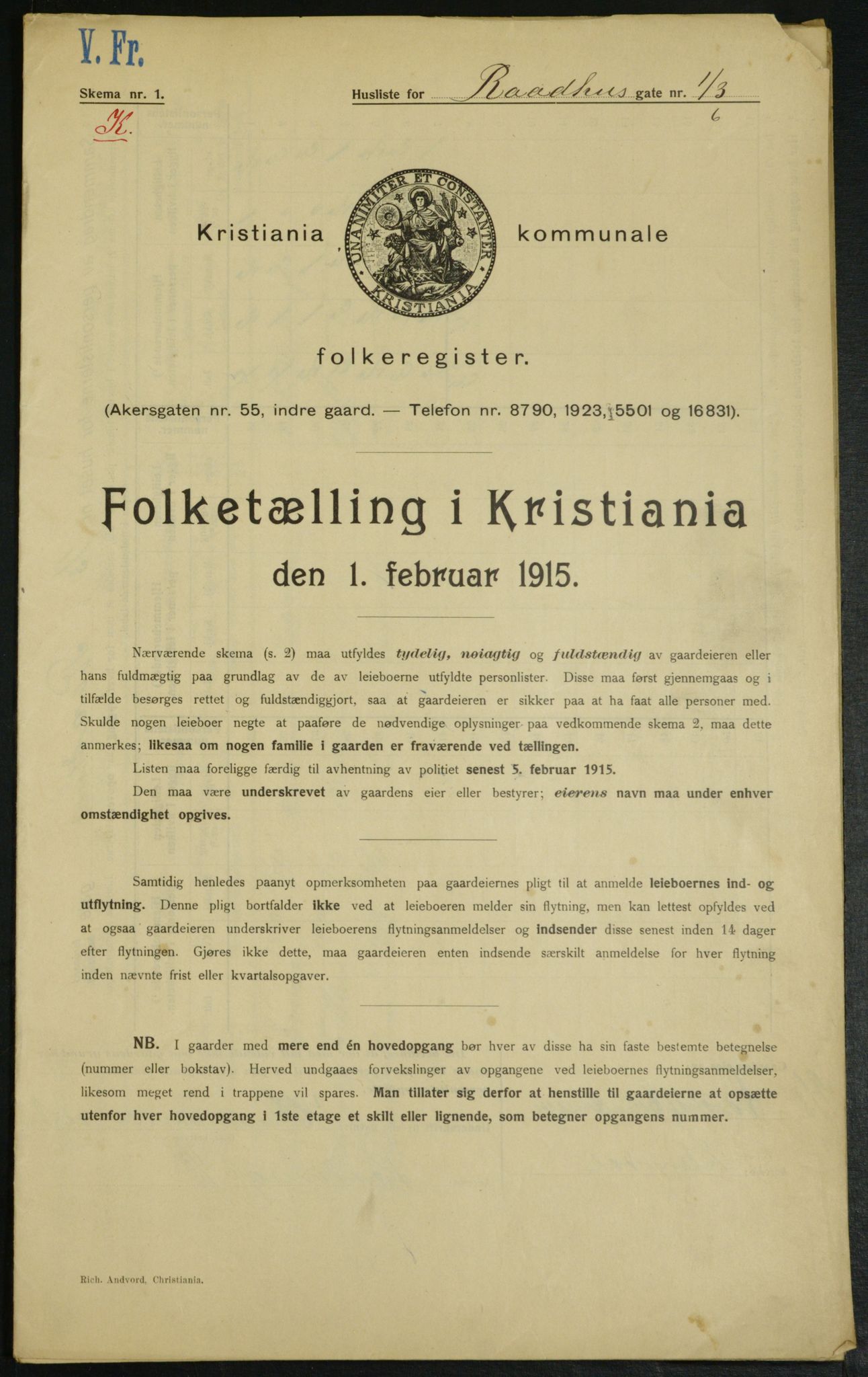 OBA, Municipal Census 1915 for Kristiania, 1915, p. 85769