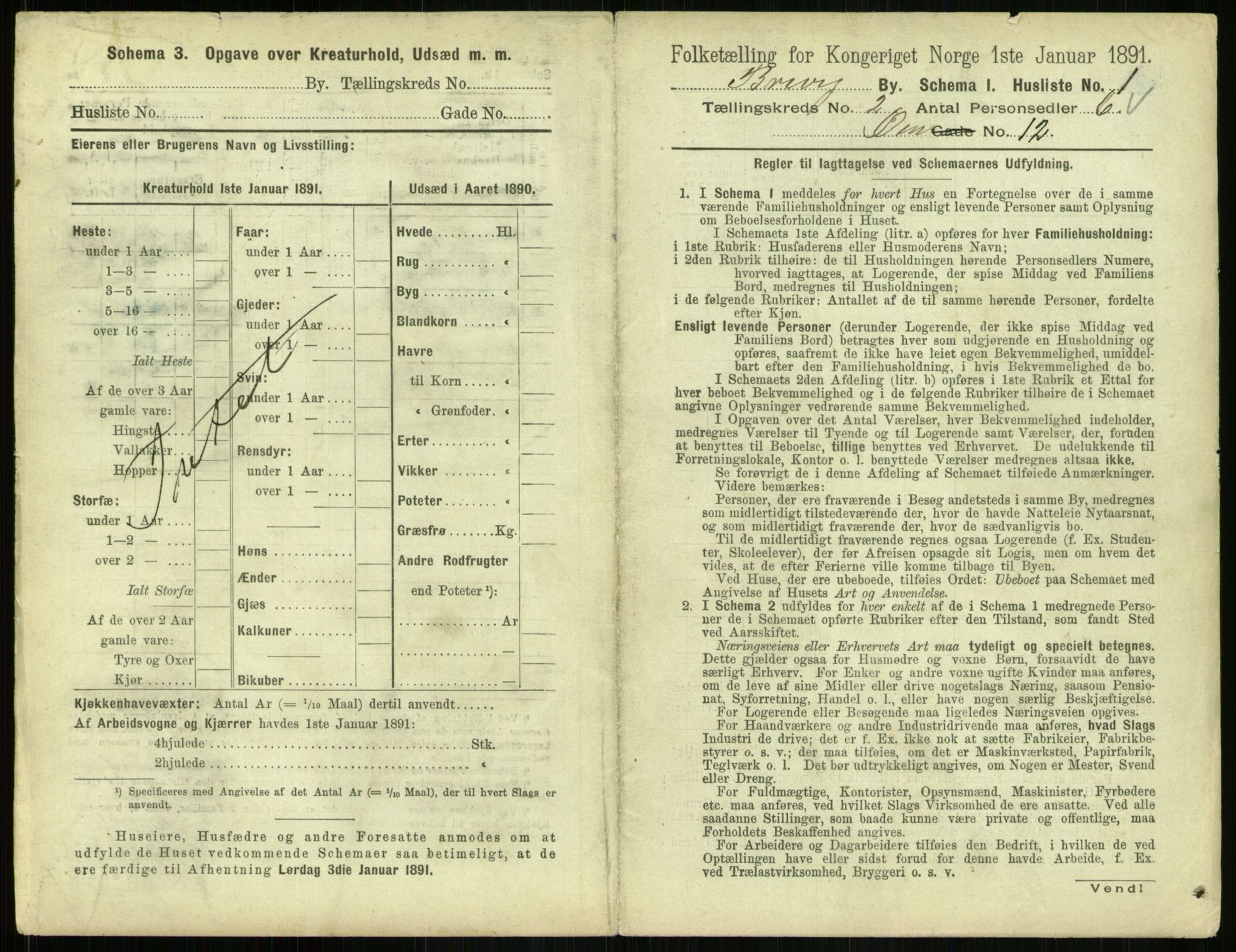 RA, 1891 census for 0804 Brevik, 1891, p. 279