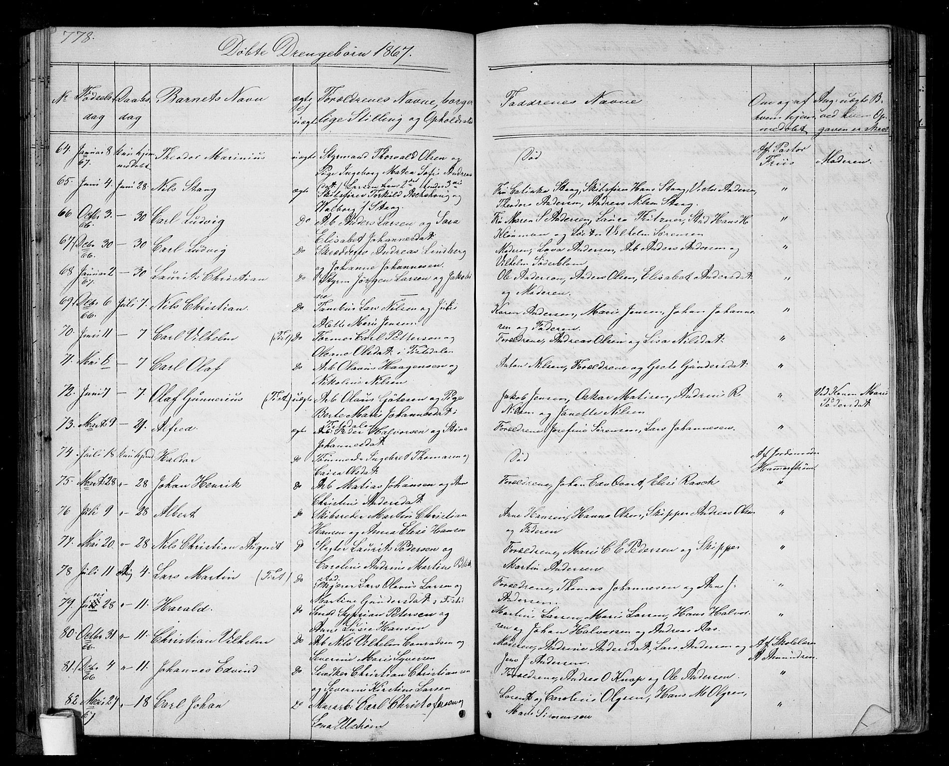Halden prestekontor Kirkebøker, AV/SAO-A-10909/G/Ga/L0005b: Parish register (copy) no. 5B, 1864-1868, p. 778