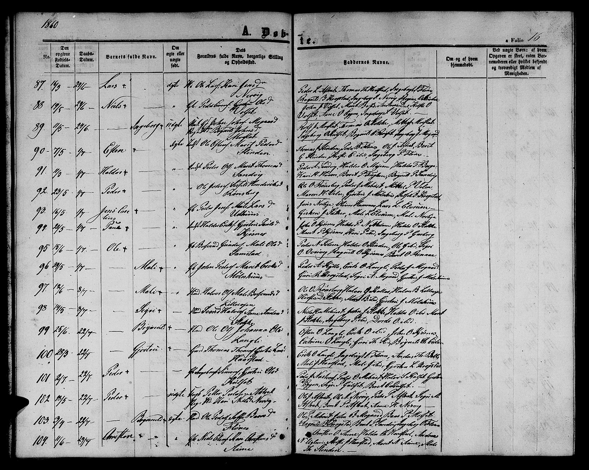 Ministerialprotokoller, klokkerbøker og fødselsregistre - Sør-Trøndelag, AV/SAT-A-1456/695/L1155: Parish register (copy) no. 695C06, 1859-1868, p. 16