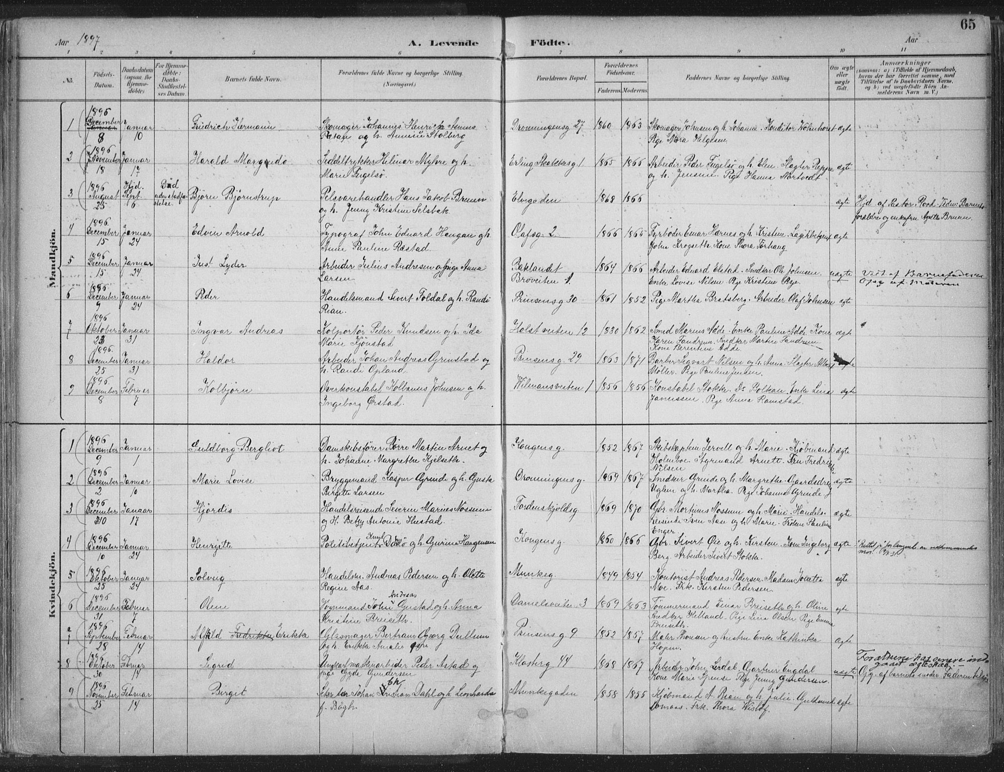 Ministerialprotokoller, klokkerbøker og fødselsregistre - Sør-Trøndelag, AV/SAT-A-1456/601/L0062: Parish register (official) no. 601A30, 1891-1911, p. 65