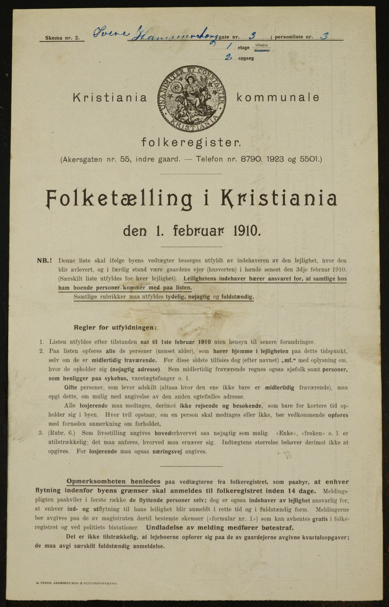 OBA, Municipal Census 1910 for Kristiania, 1910, p. 123116