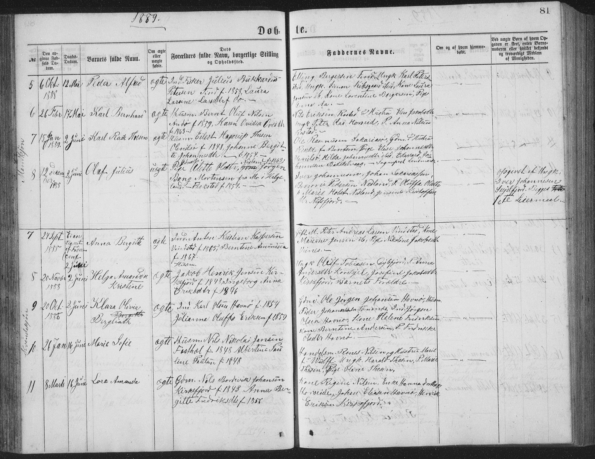 Ministerialprotokoller, klokkerbøker og fødselsregistre - Nordland, AV/SAT-A-1459/886/L1225: Parish register (copy) no. 886C02, 1874-1896, p. 81