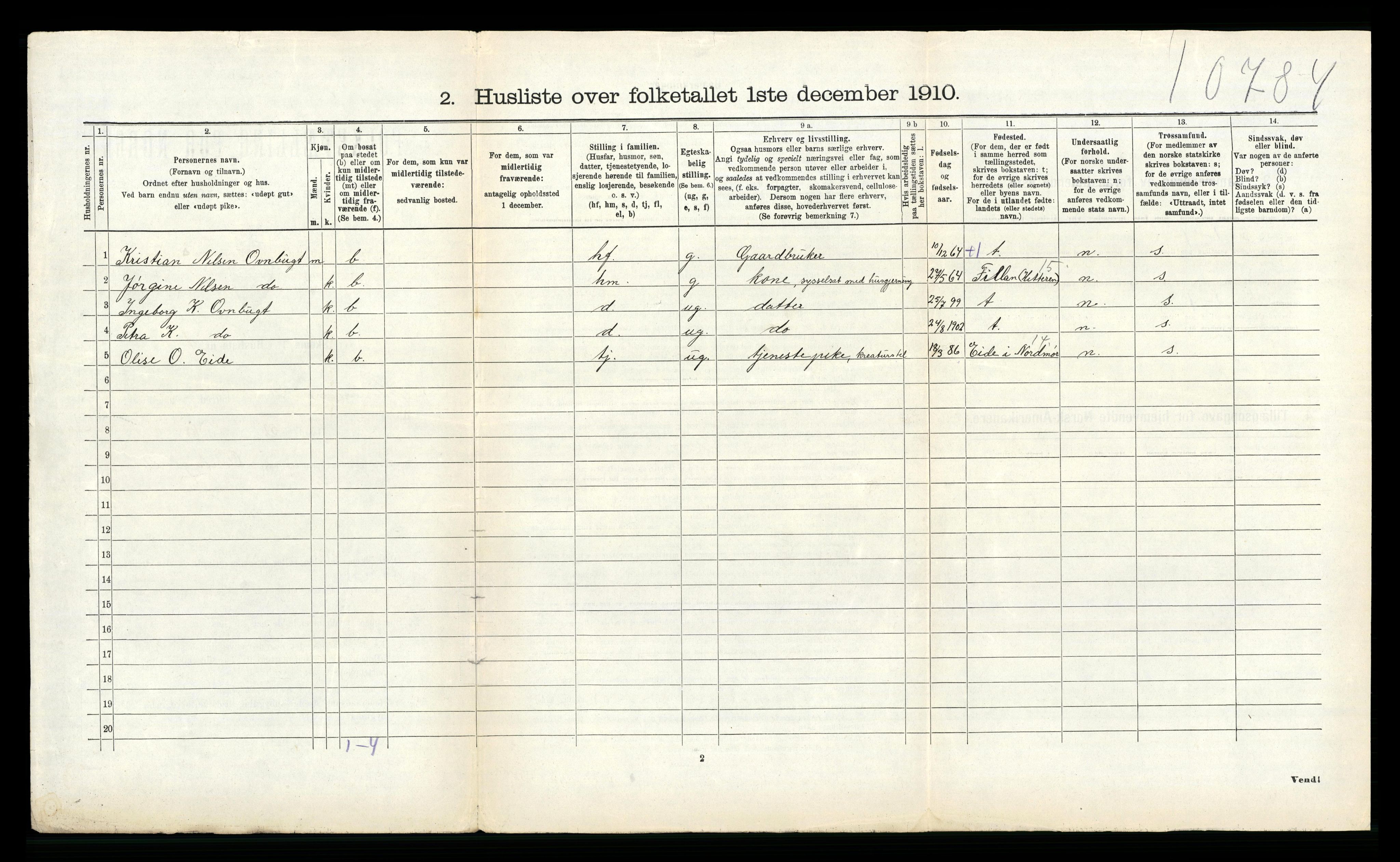 RA, 1910 census for Bremsnes, 1910, p. 523