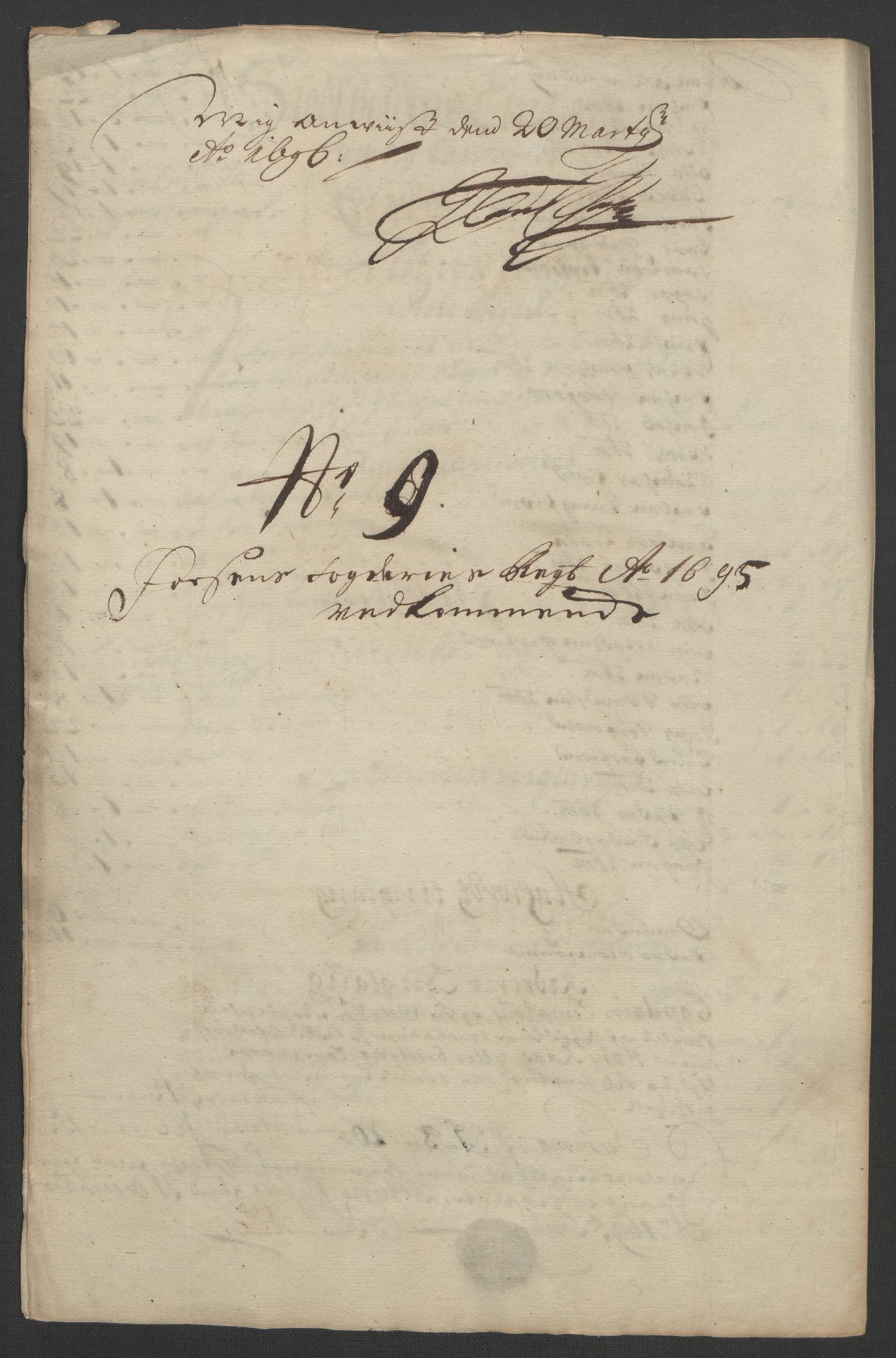 Rentekammeret inntil 1814, Reviderte regnskaper, Fogderegnskap, RA/EA-4092/R57/L3851: Fogderegnskap Fosen, 1695-1696, p. 144