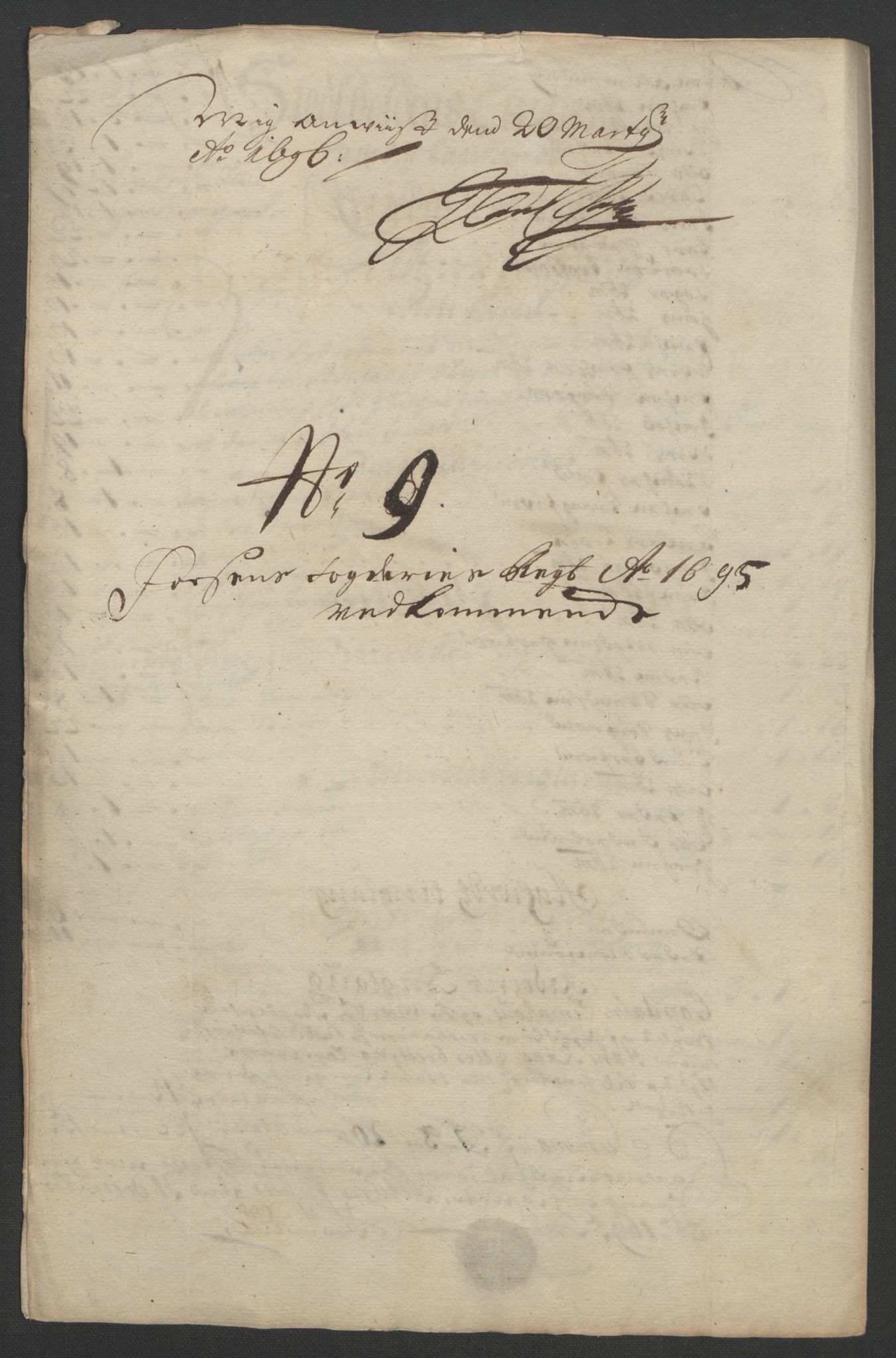 Rentekammeret inntil 1814, Reviderte regnskaper, Fogderegnskap, AV/RA-EA-4092/R57/L3851: Fogderegnskap Fosen, 1695-1696, p. 144