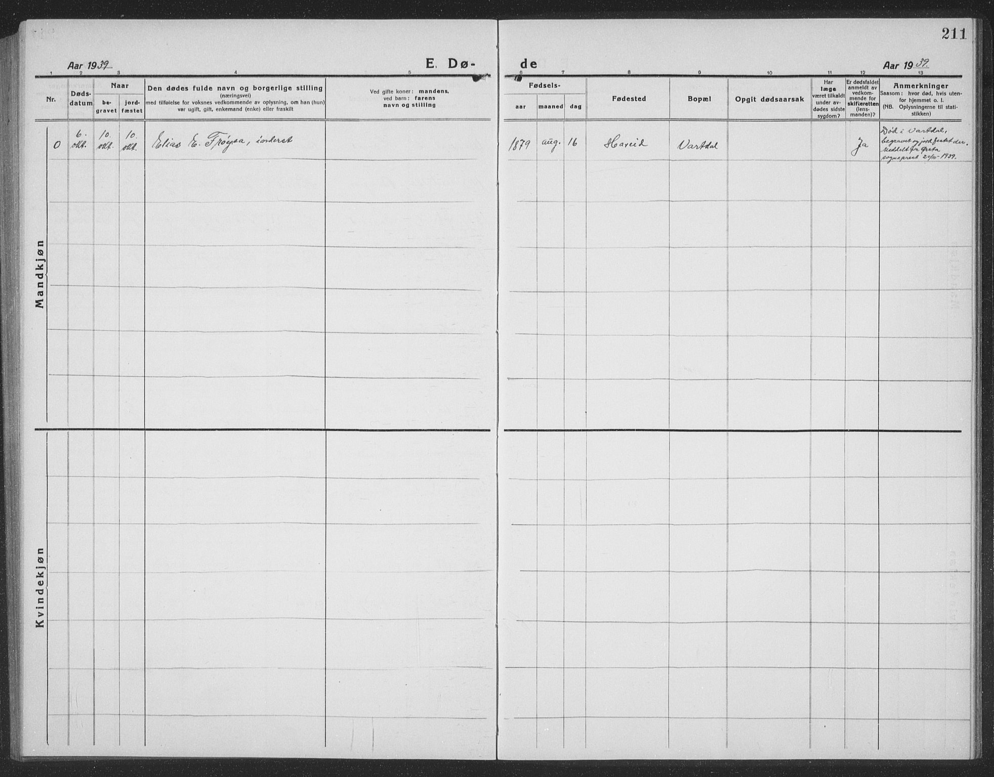 Ministerialprotokoller, klokkerbøker og fødselsregistre - Møre og Romsdal, AV/SAT-A-1454/510/L0127: Parish register (copy) no. 510C04, 1923-1939, p. 211