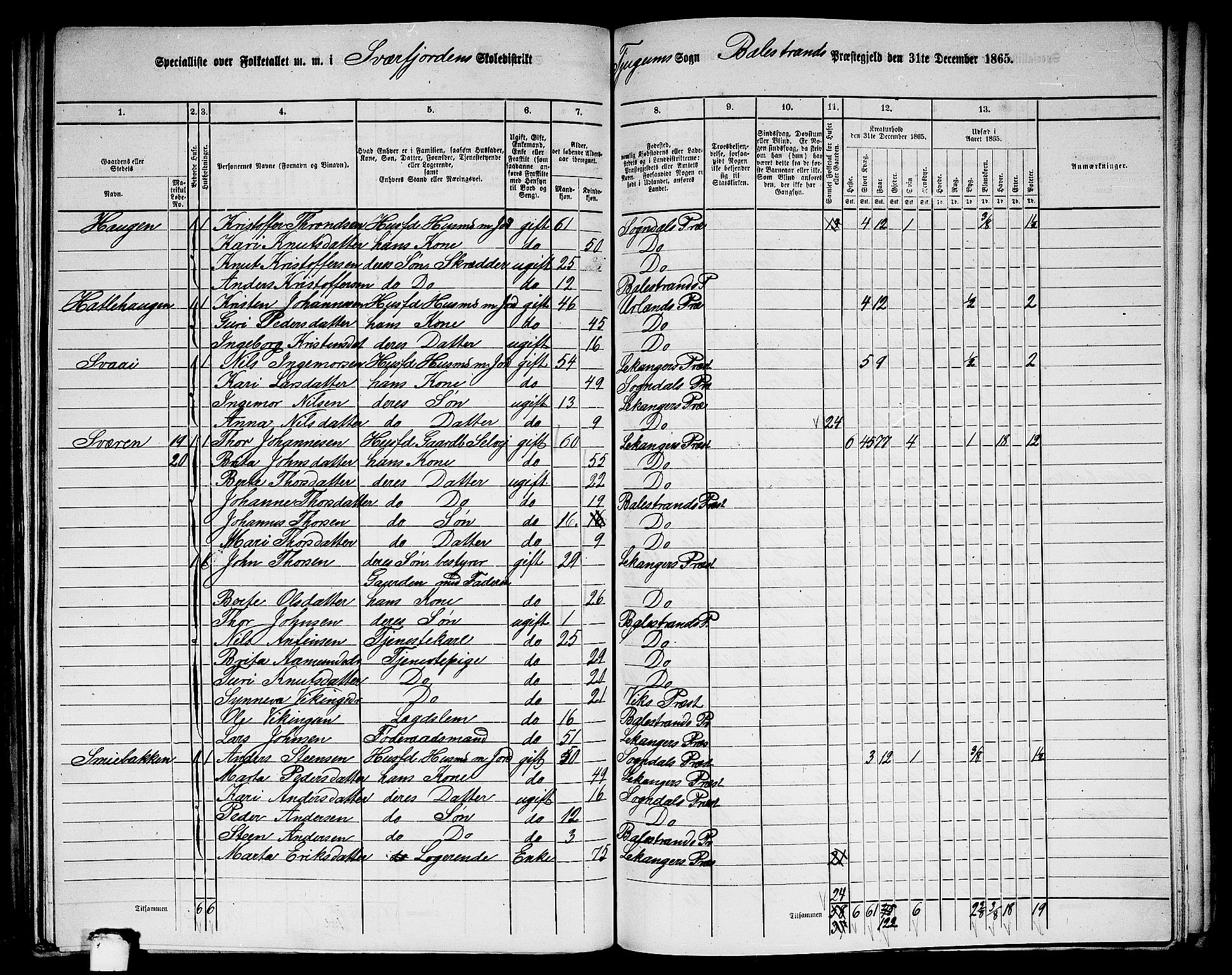 RA, 1865 census for Balestrand, 1865, p. 30