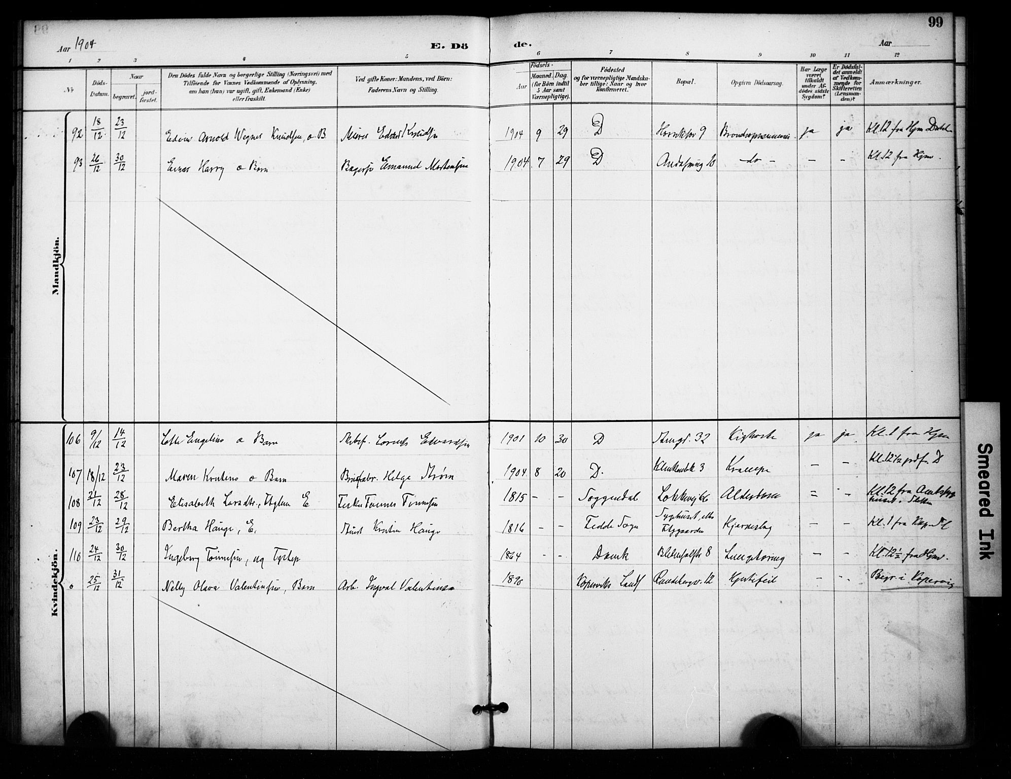 Domkirken sokneprestkontor, AV/SAST-A-101812/001/30/30BA/L0032: Parish register (official) no. A 31, 1896-1917, p. 99