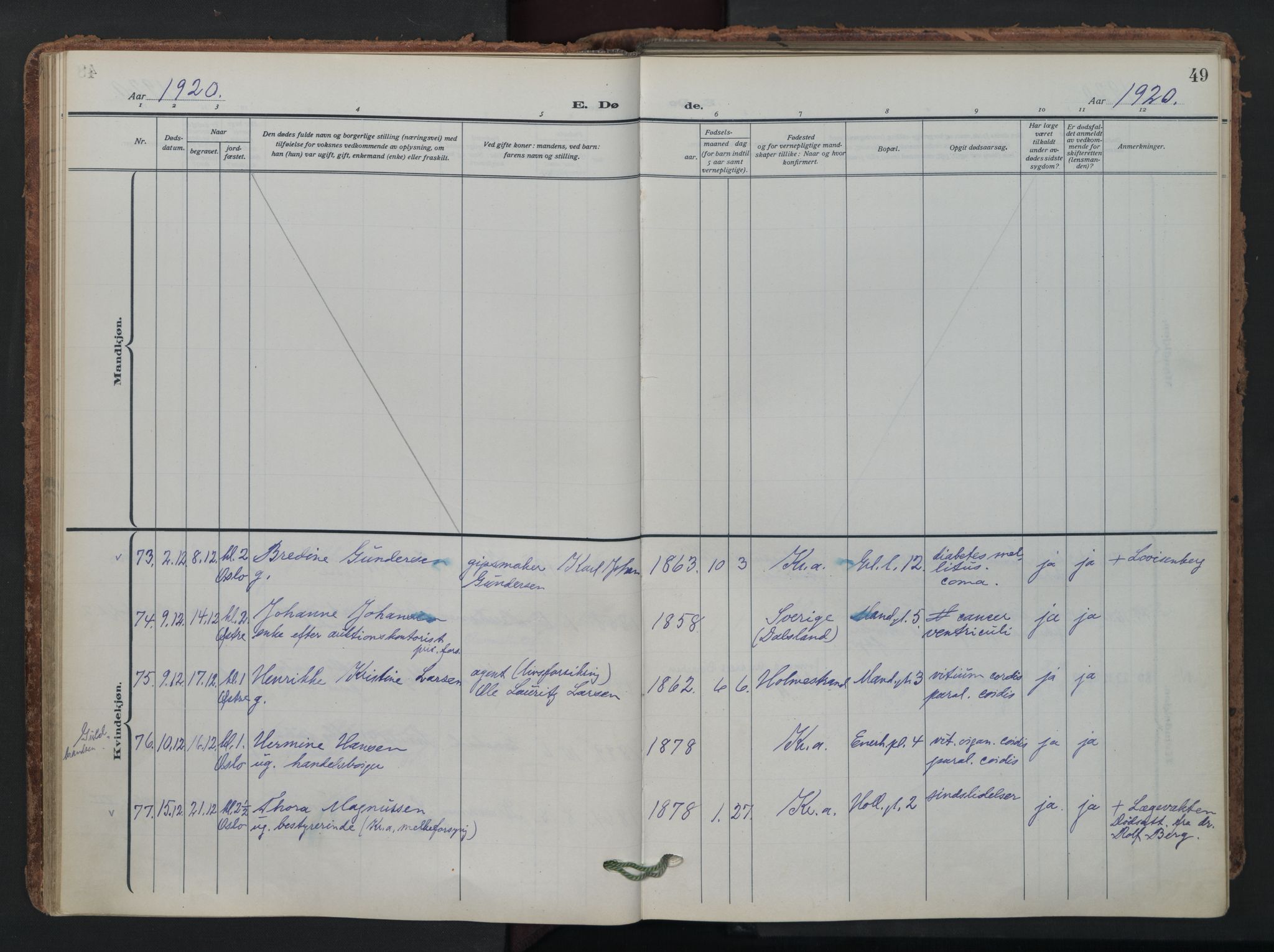 Grønland prestekontor Kirkebøker, SAO/A-10848/F/Fa/L0019: Parish register (official) no. 19, 1918-1938, p. 49