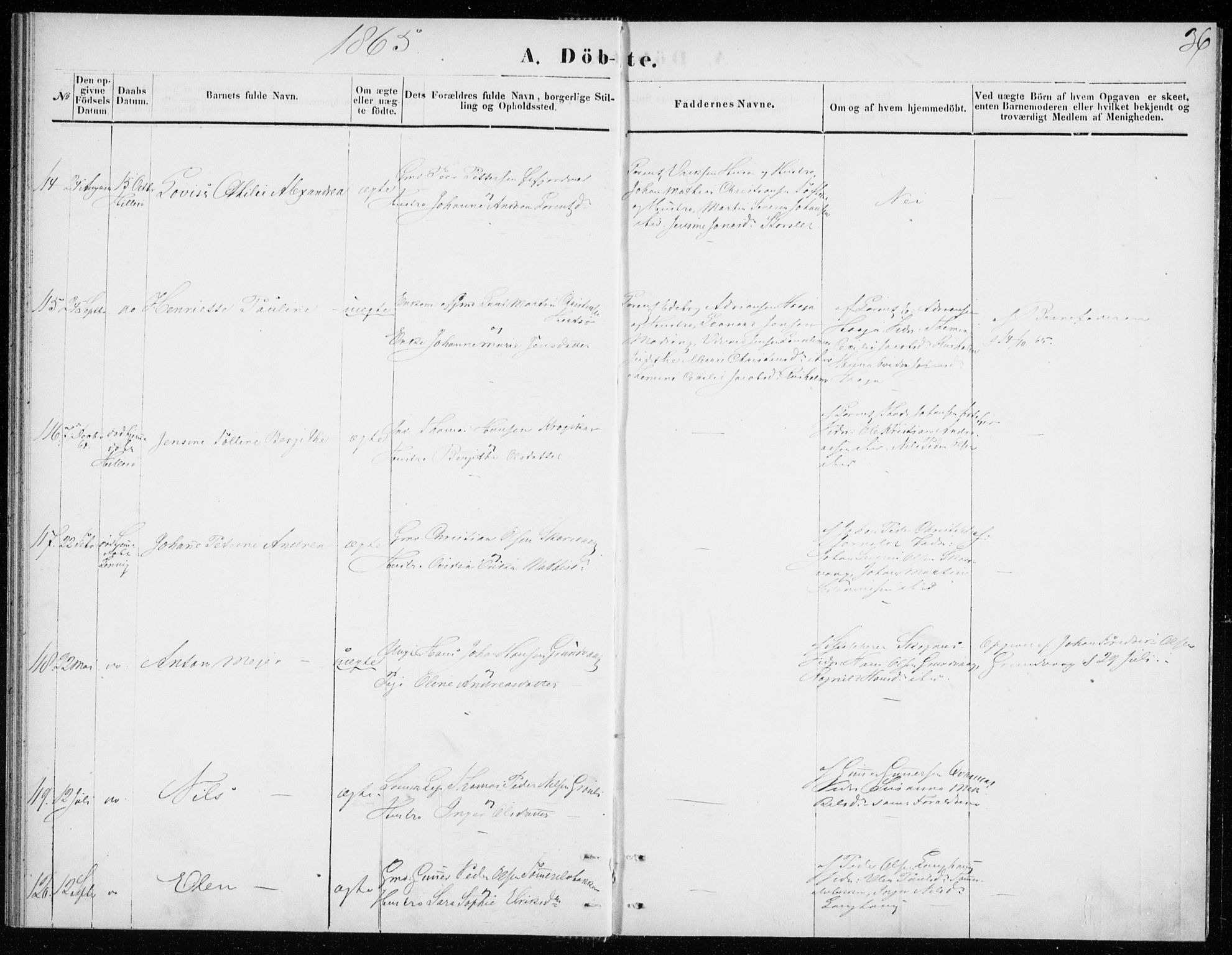 Lenvik sokneprestembete, SATØ/S-1310/H/Ha/Haa/L0008kirke: Parish register (official) no. 8, 1864-1865, p. 36
