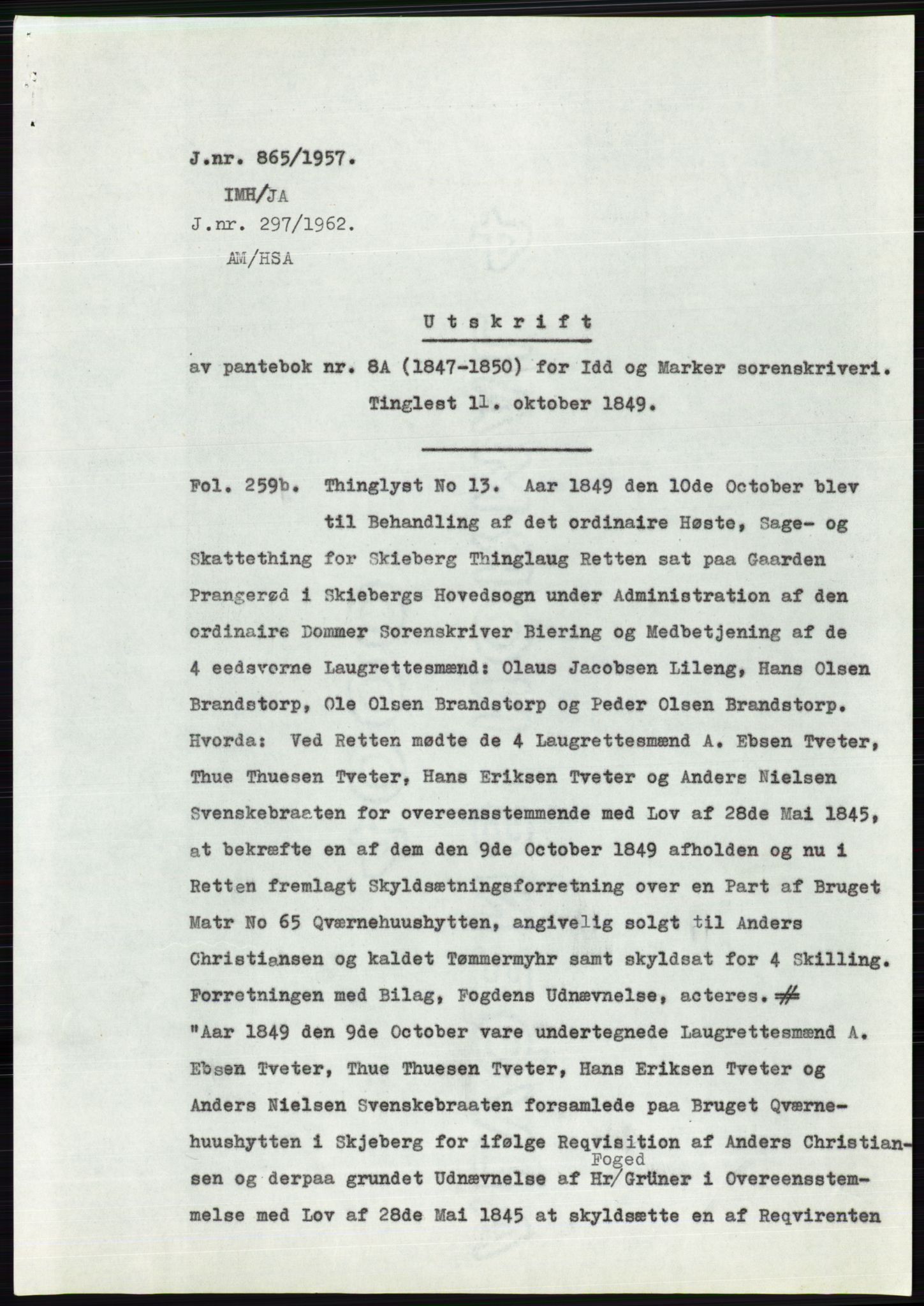 Statsarkivet i Oslo, AV/SAO-A-10621/Z/Zd/L0007: Avskrifter, j.nr 804-1436/1957, 1957, p. 16